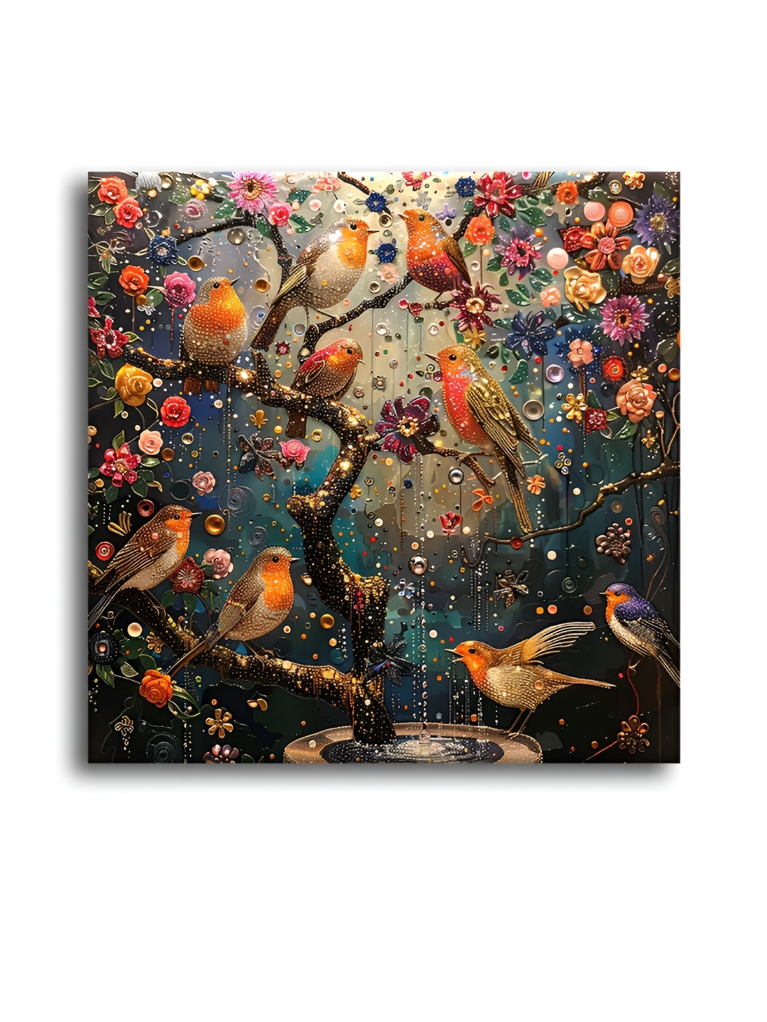 

OLIVE TREE Blue & Orange Canvas Birds and Animals Wall Paintings