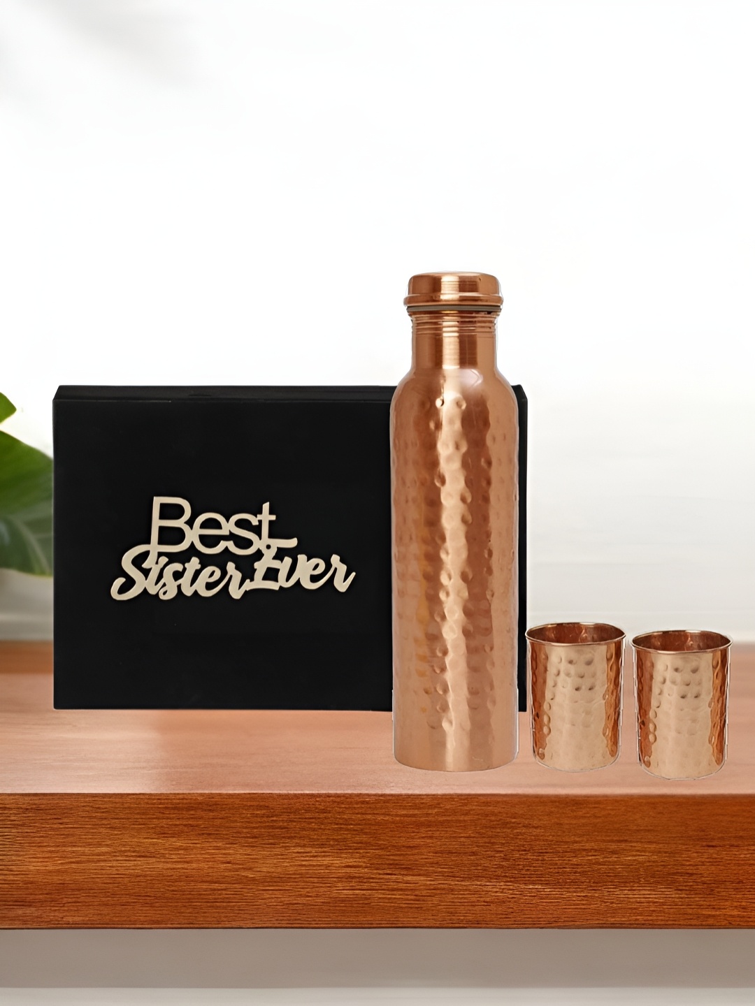 

INTERNATIONAL GIFT Copper-Toned Set of 3 Copper Solid Water Bottle & Glass