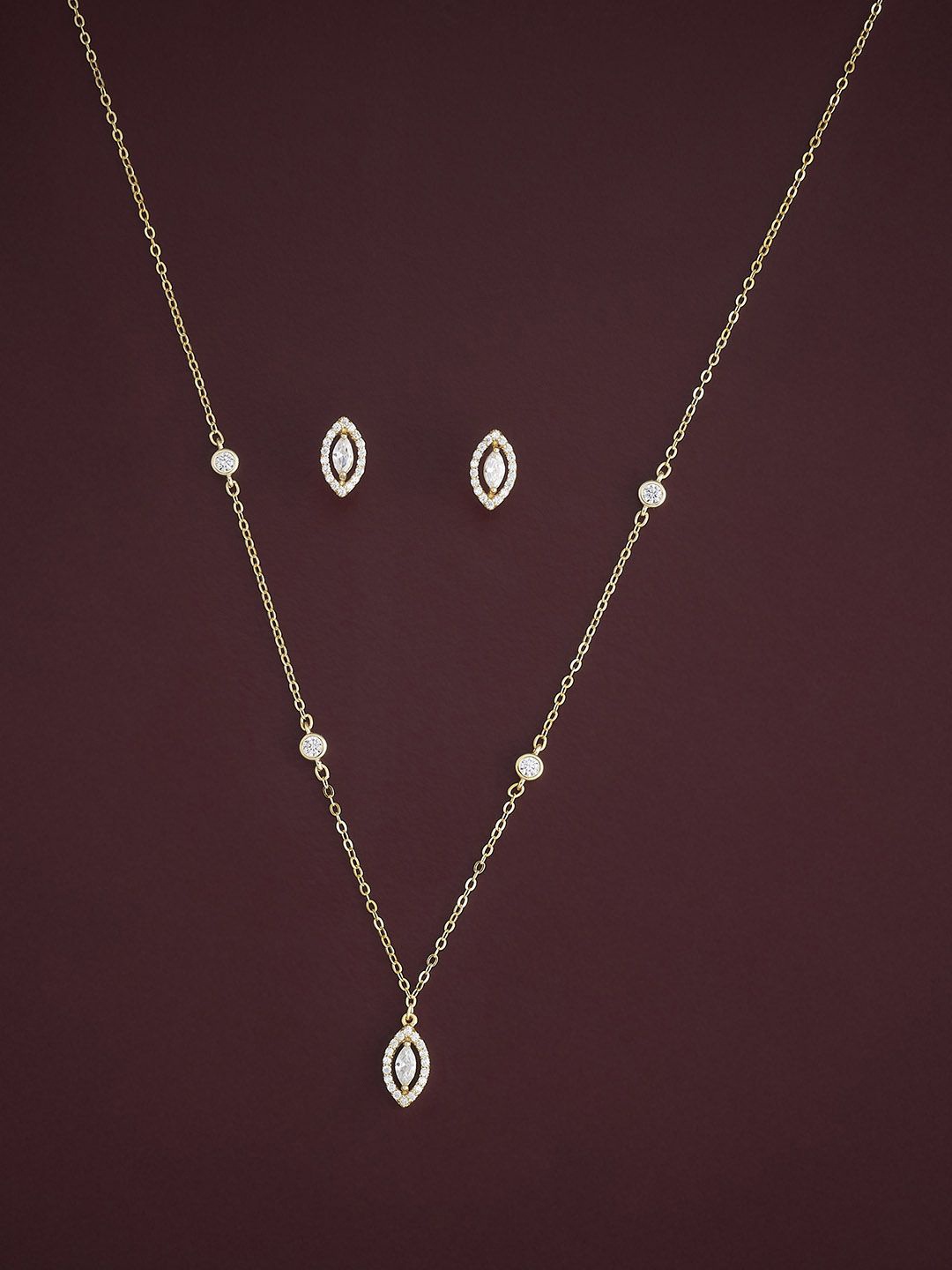 

Kushal's Fashion Jewellery Sterling Silver Gold-Plated CZ Studded Jewellery Set