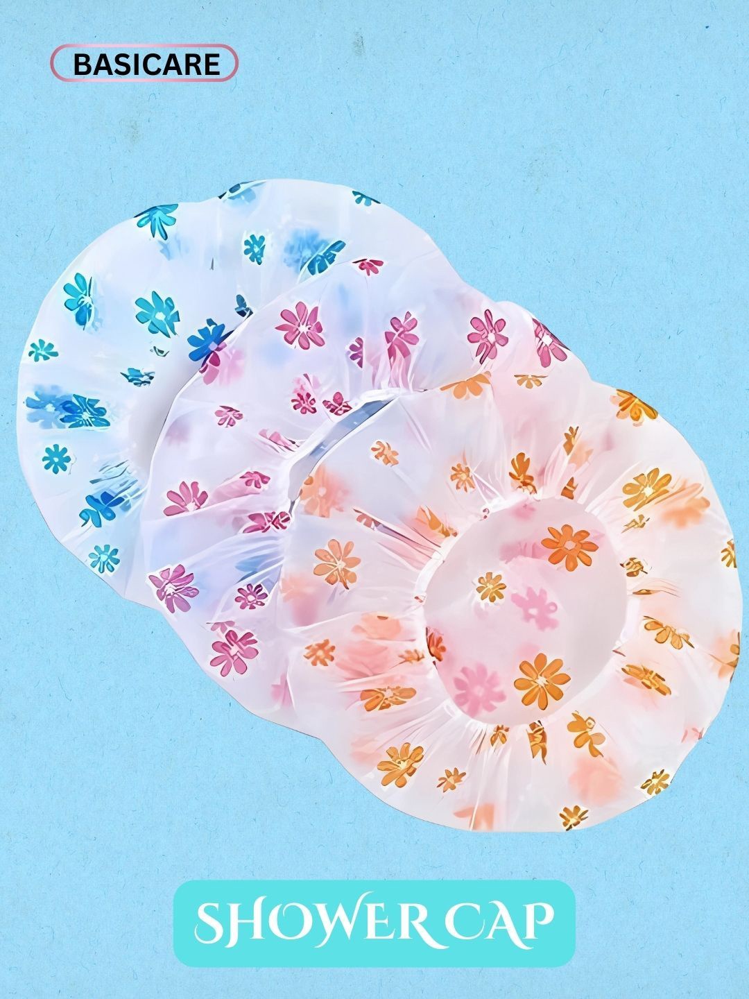 

basicare Printed Soft & Comfortable Shower Cap, White