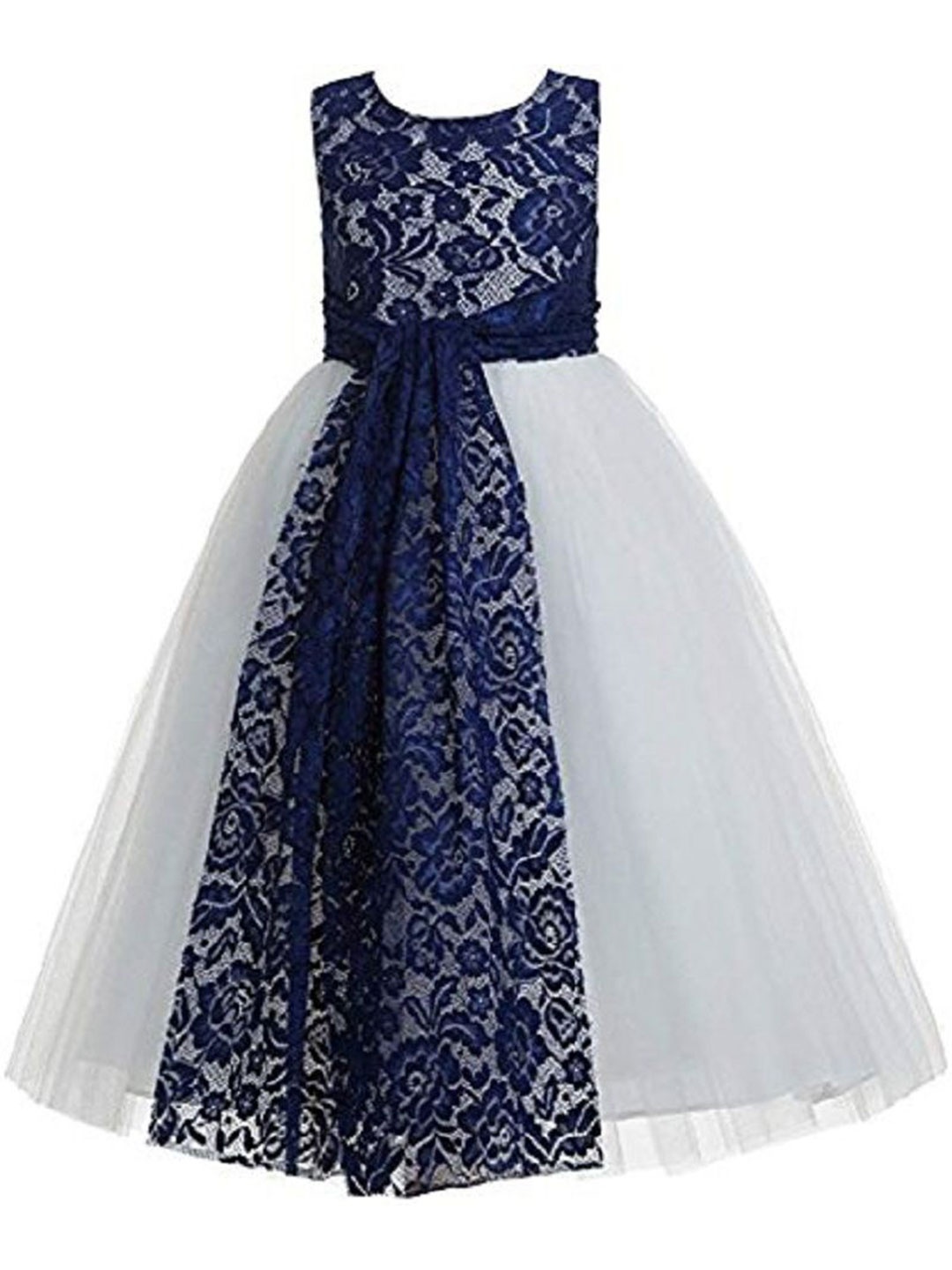 

Wow Princess Girls Round Neck Fit & Flare Maxi Dress, Navy blue
