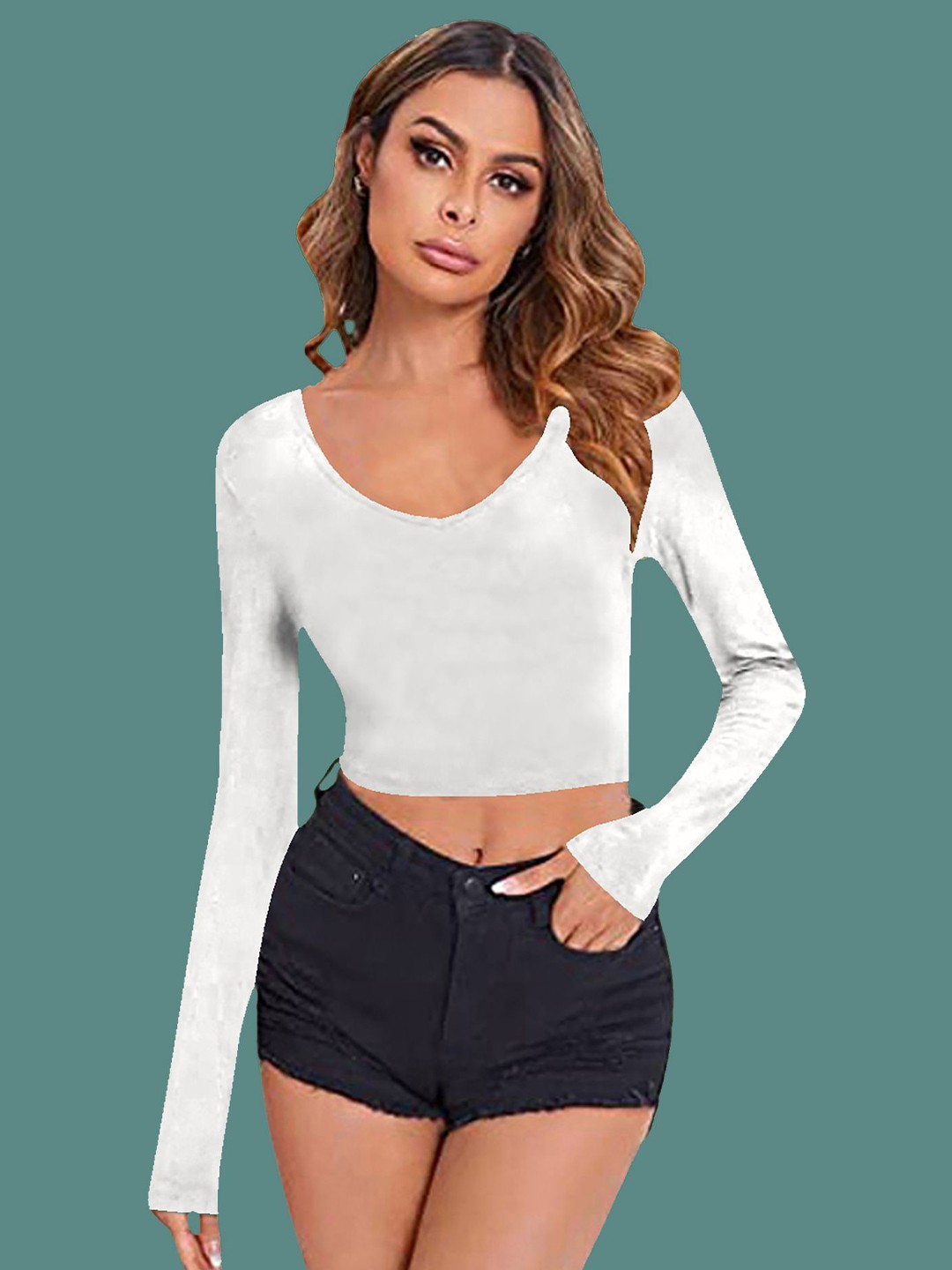 

Dream Beauty Fashion Women Scoop Neck Fitted Top, White