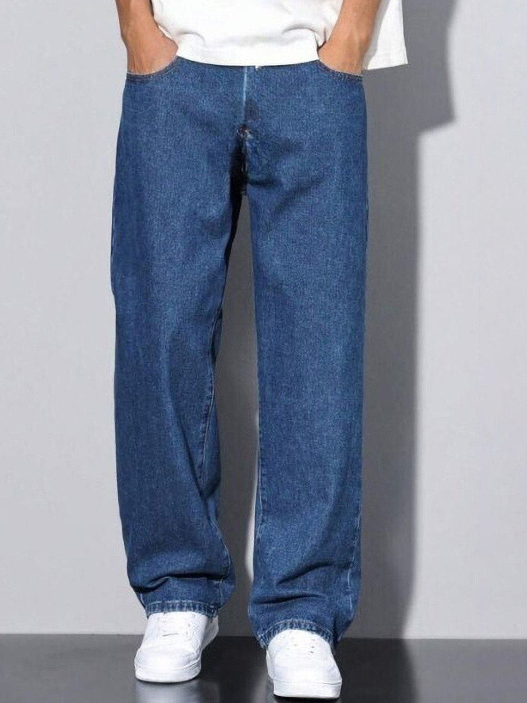 

Rend Men Relaxed Fit Low Distress Stretchable Jeans, Blue