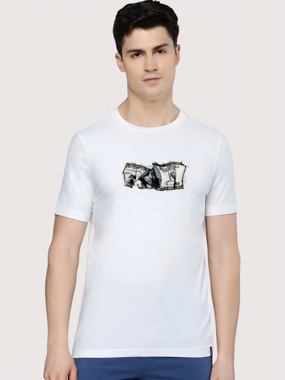 

Moda Rapido Men Graphic Printed Round Neck Cotton T-shirt, White
