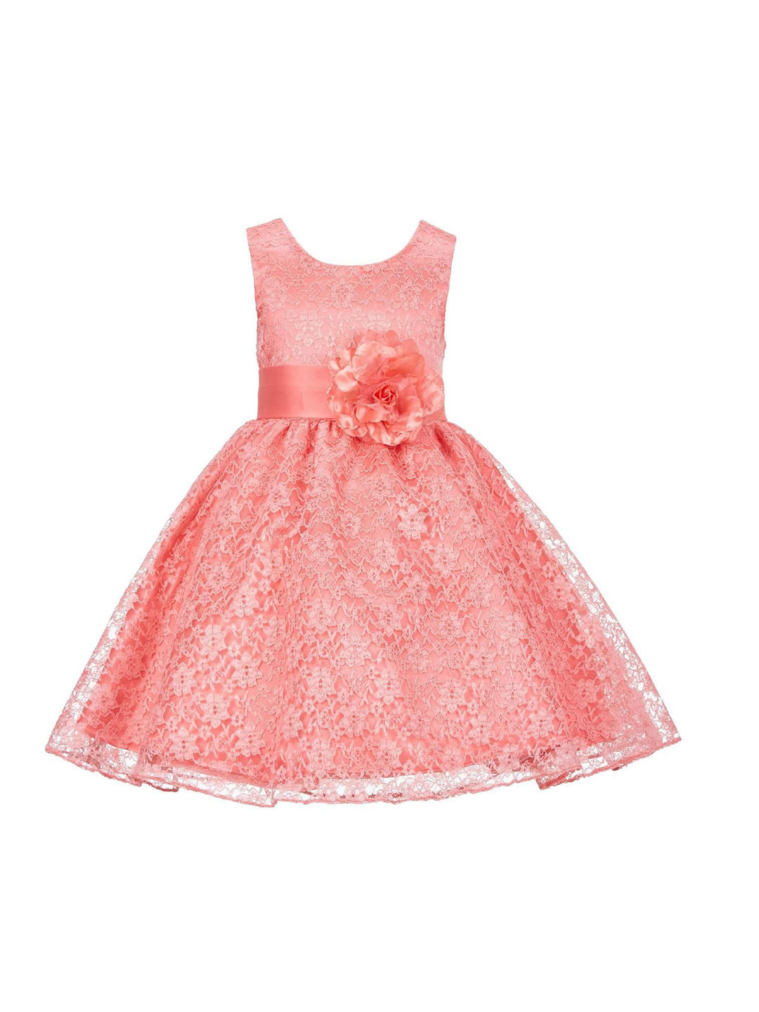 

Wow Princess Lace A-Line Round neck Dress, Coral