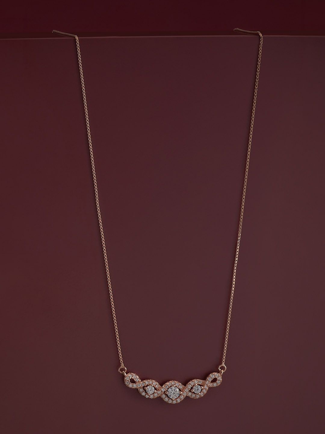 

Kushal's Fashion Jewellery 92.5 Silver Rose Gold Plated Zircon Pendant Chain