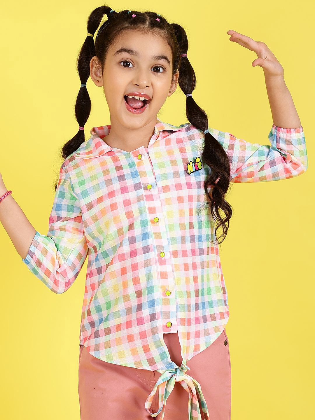 

Ishti Girls Shirt Style Shirt colar Top, Multi