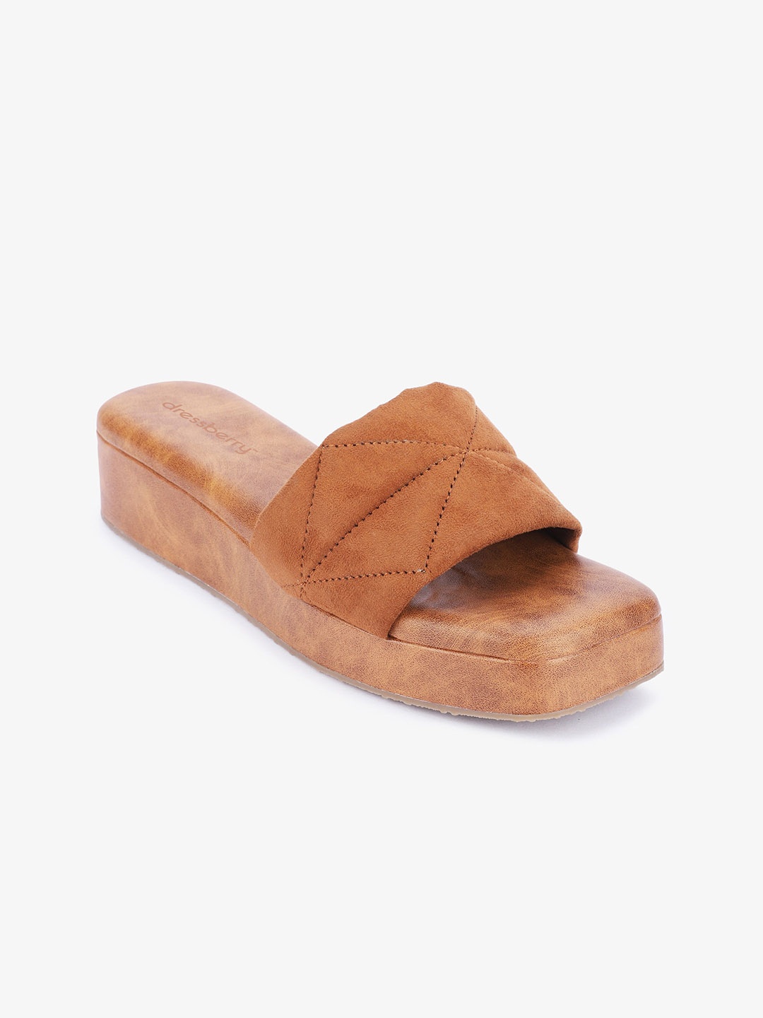 

DressBerry Women Suede Open Toe Heel Sandals, Tan