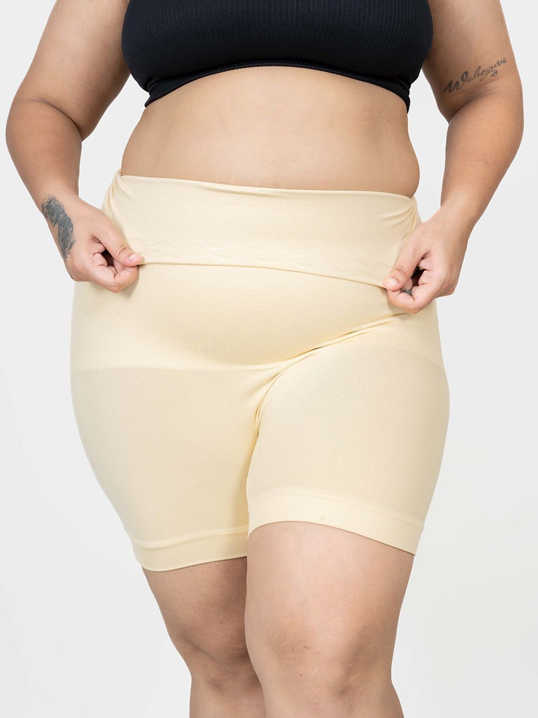 

Shapercult Women High Waist Shaper Boyshorts, Beige