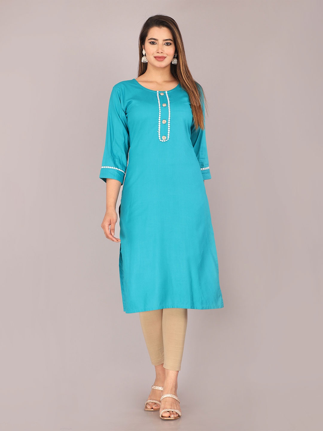 

Mahiras Comfort Round Neck Straight Kurta, Blue