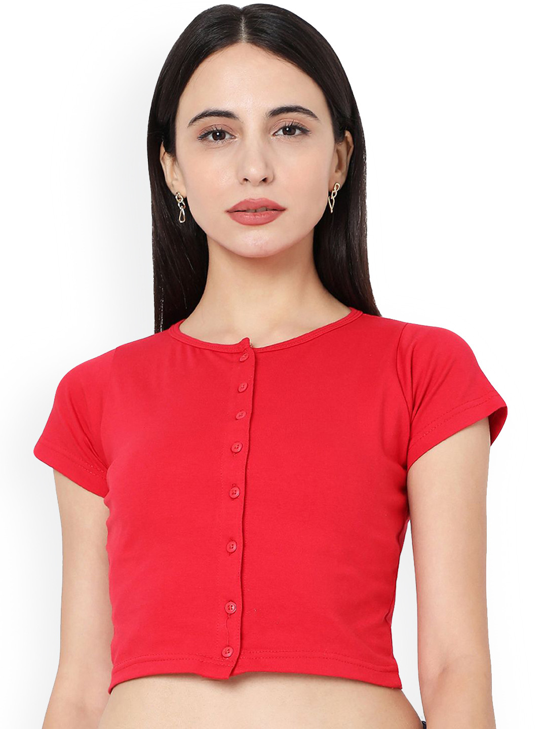 

Mmore Women Stretchable Saree Blouse, Red