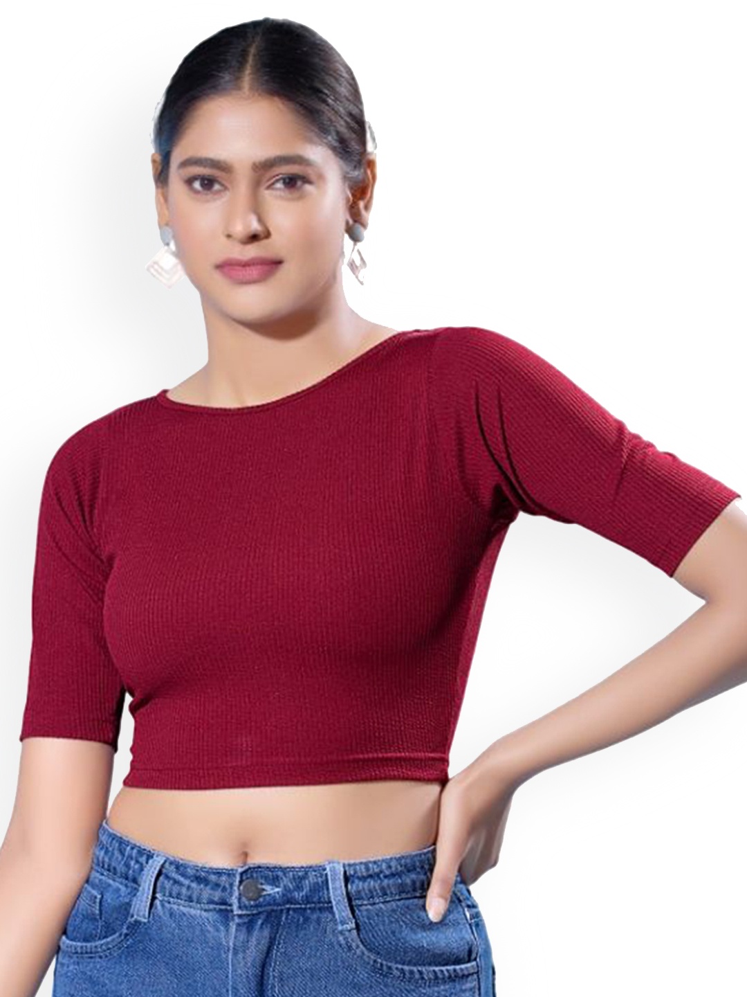 

Mmore Stretchable Saree Blouse, Maroon