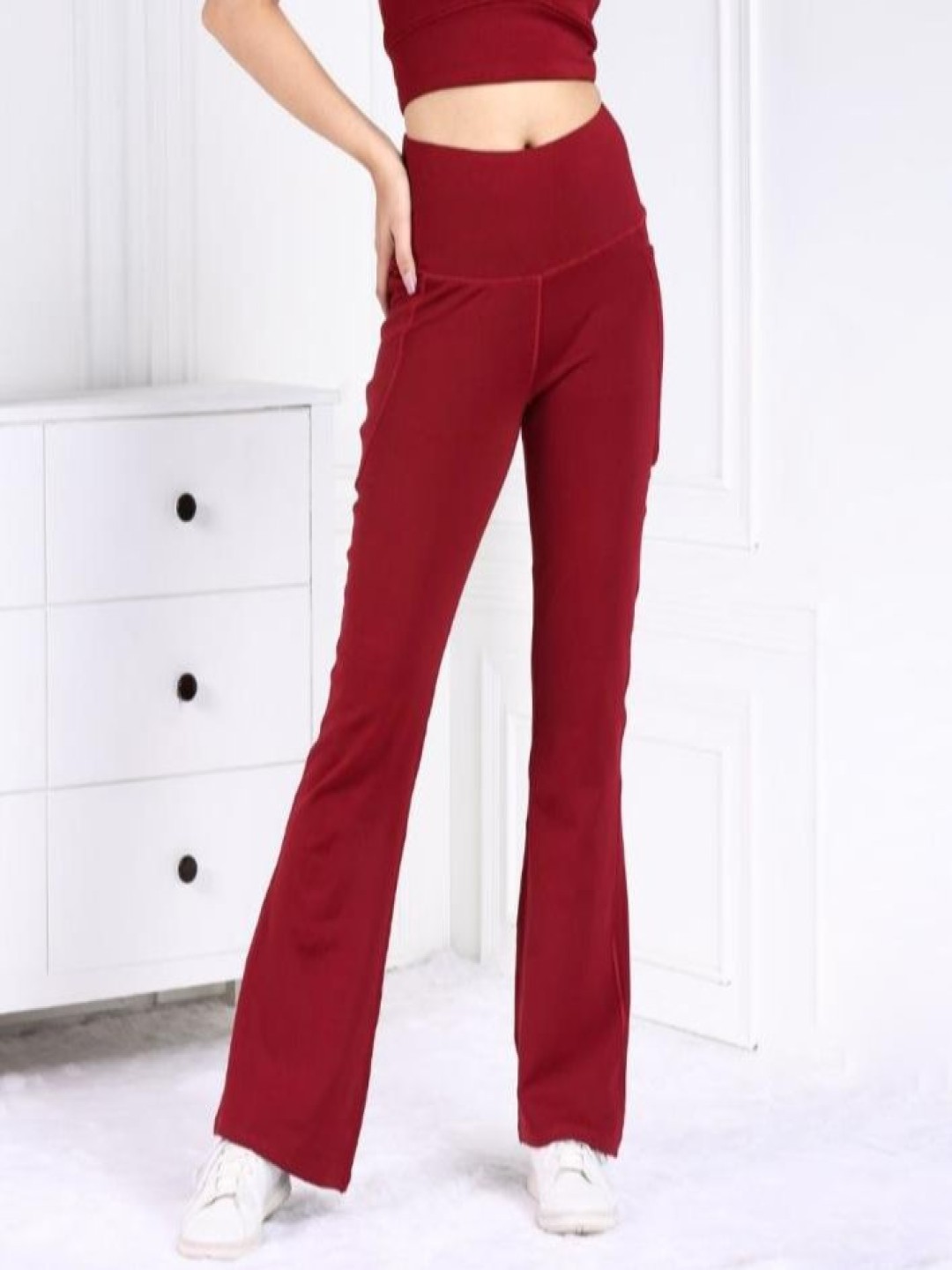 

Mlada Women Original High-Rise Lint Free Trousers, Maroon