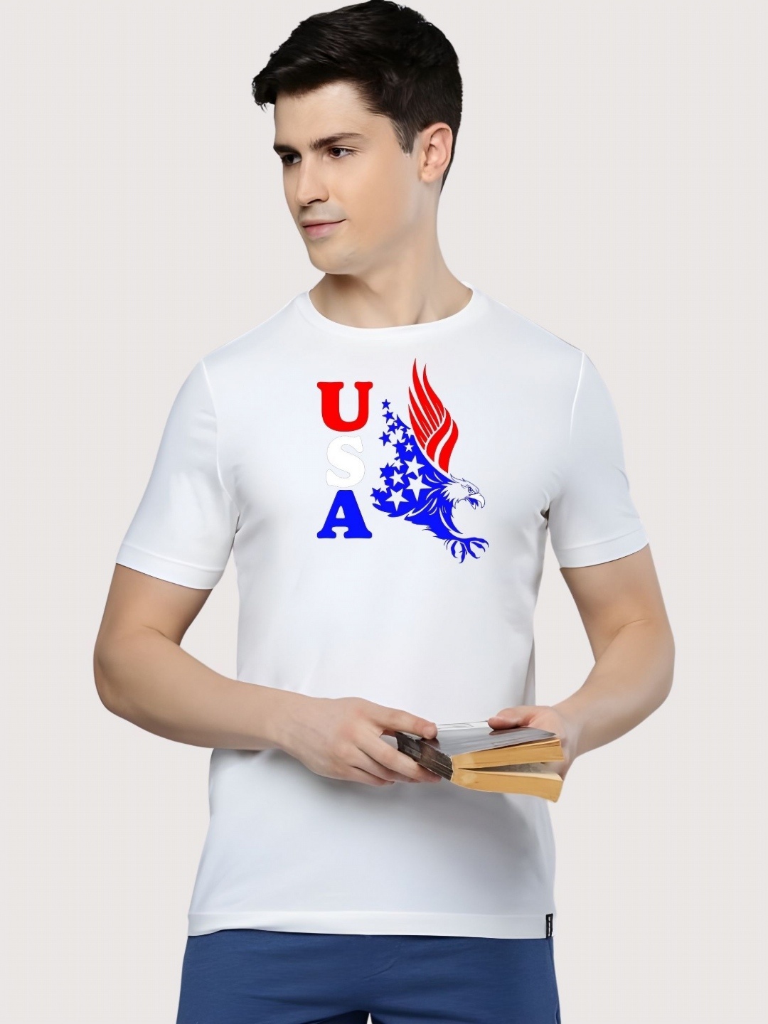 

Moda Rapido Men Drop-Shoulder Sleeves T-shirt, White