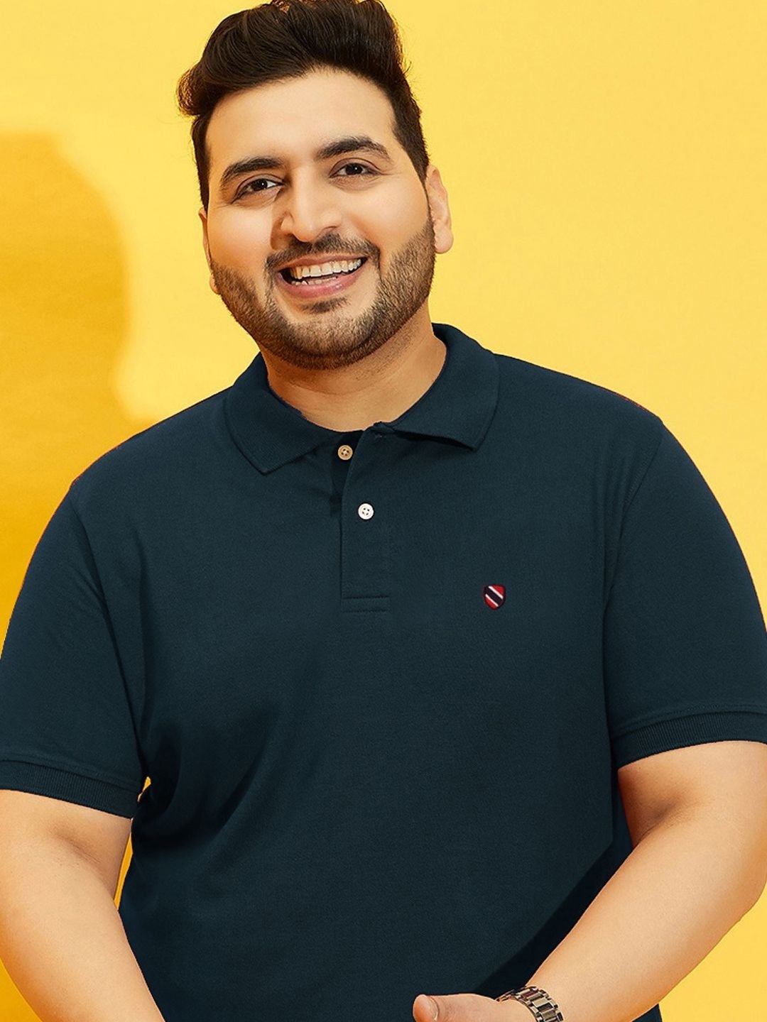 

MERRIMENT Men Plus Size Solid Polo Collar Cotton T-shirt, Teal