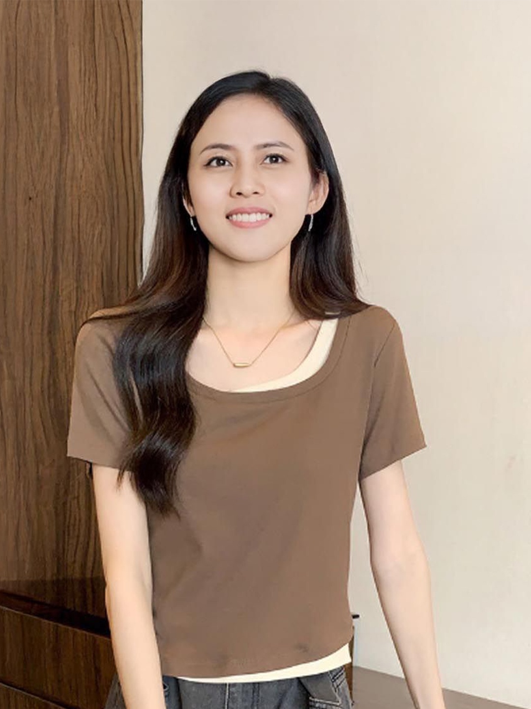 

StyleCast Top, Coffee brown