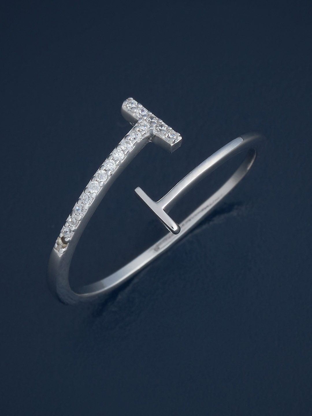 

Kushal's Fashion Jewellery Sterling Silver Rhodium-Plated Cubic Zirconia Temple Finger Ring