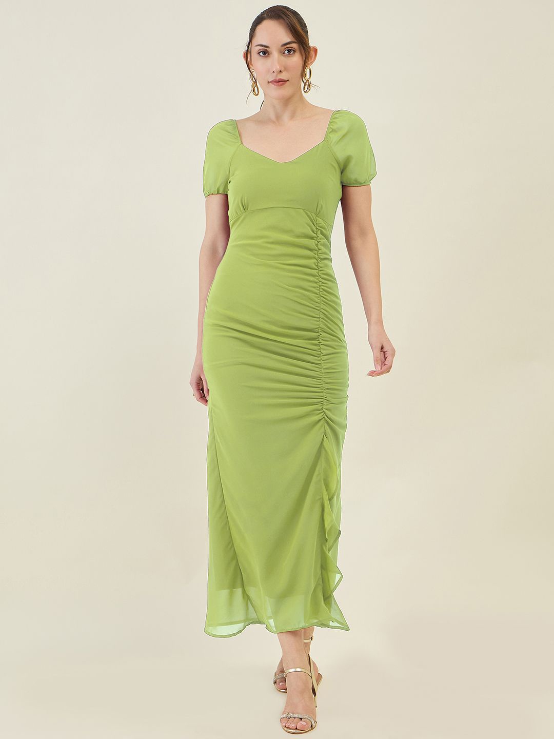 

aayu Ruffled Georgette Maxi Dress, Fluorescent green