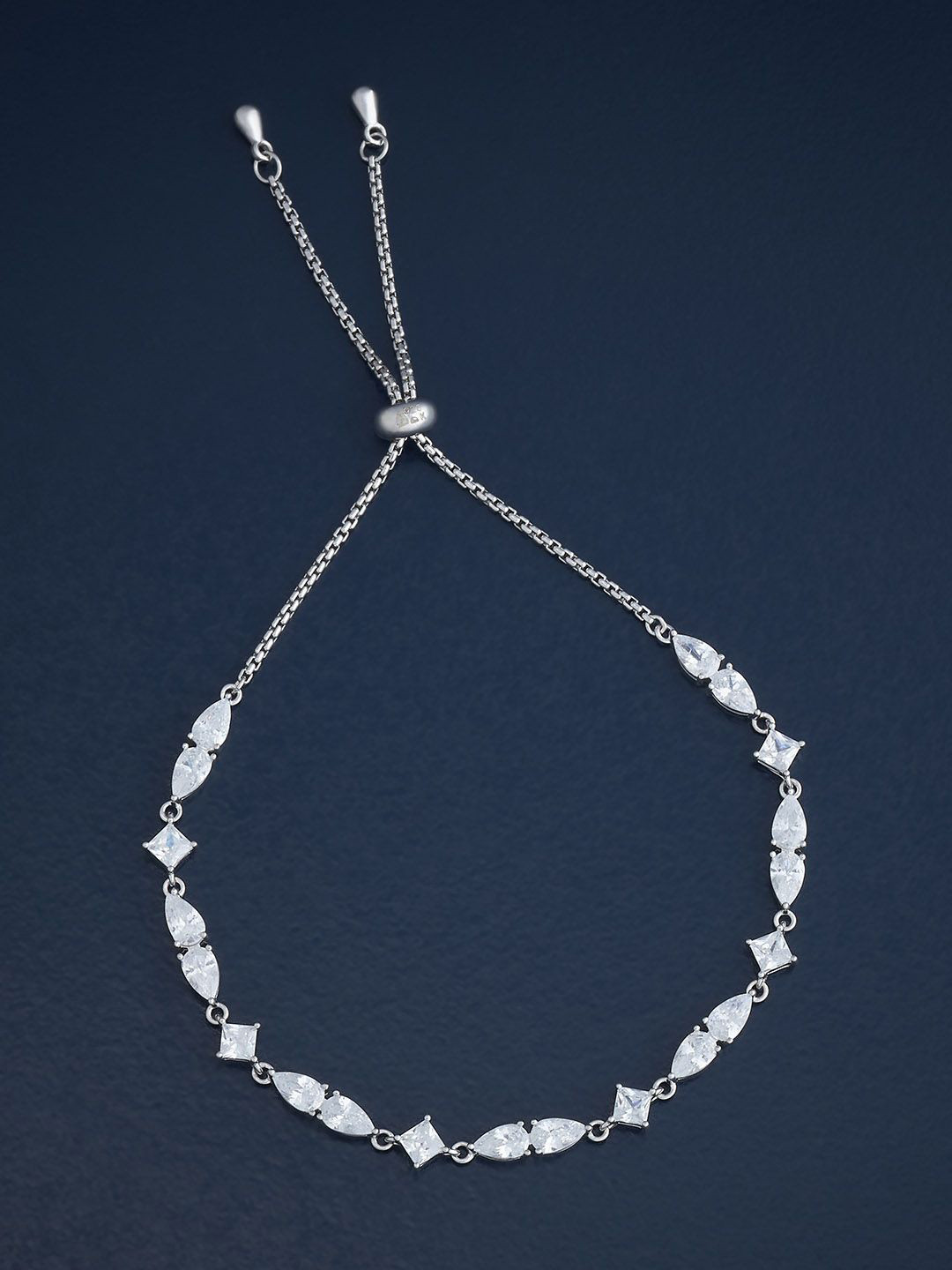 

Kushal's Fashion Jewellery 92.5 Sterling Silver Rhodium-Plated Cubic Zirconia Bracelet