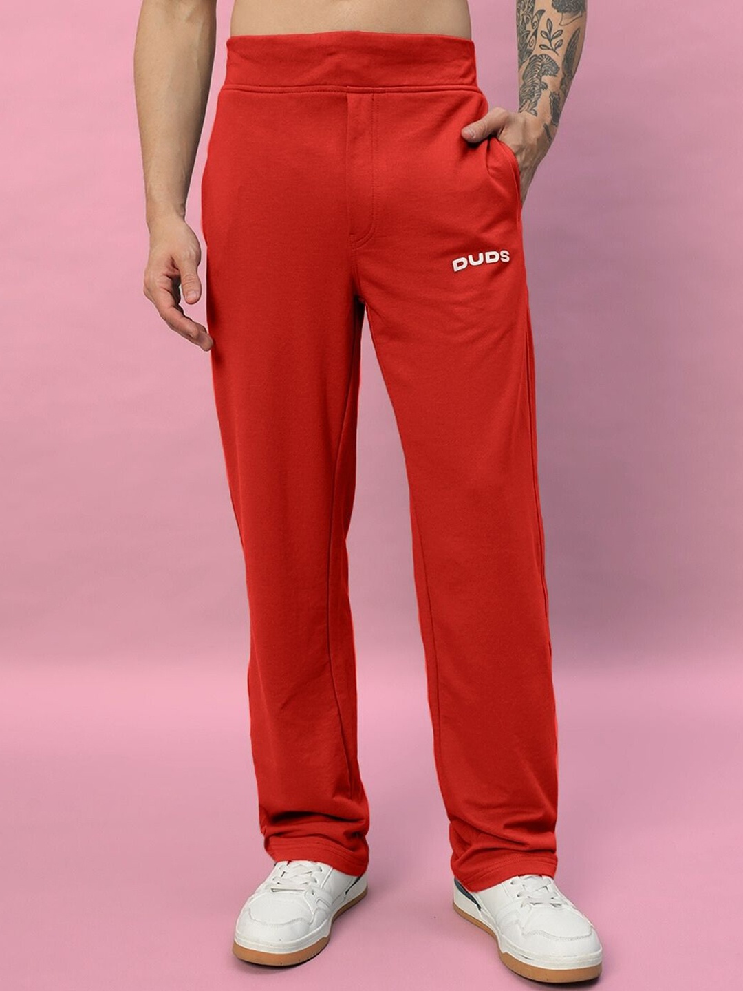 

WEARDUDS Men Printed Mid Rise Relaxed Fit Track pants, Red
