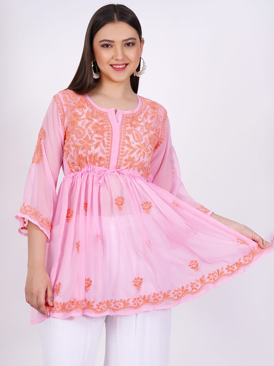 

SUFIZA LIFESTYLE Women Embroidered Tunic, Pink