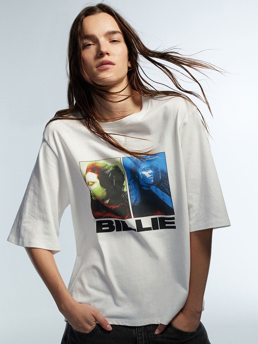 

H&M Oversized Printed T-Shirt, White