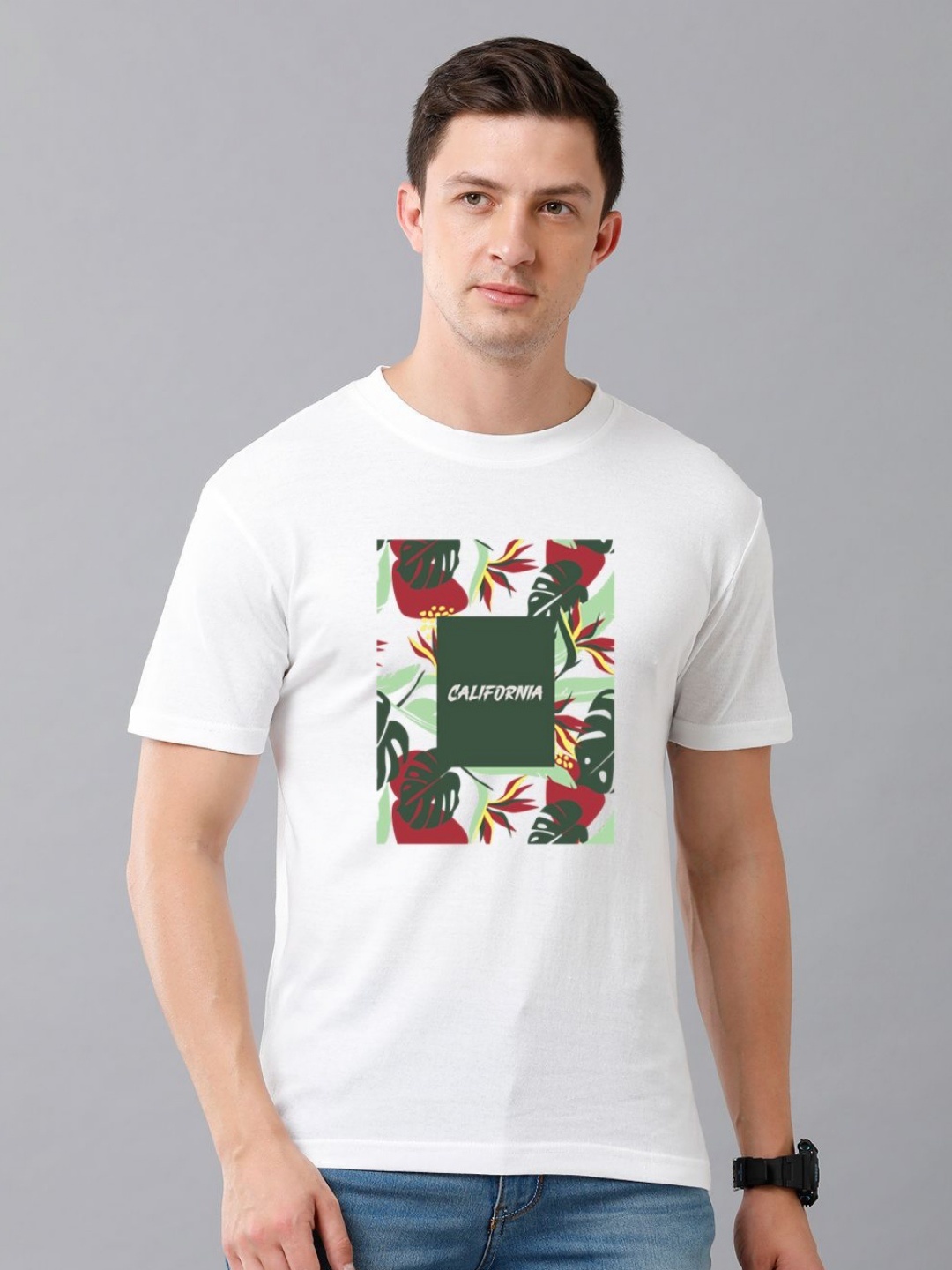 

Moda Rapido Men Graphic Printed Round Neck Cotton T-shirt, White