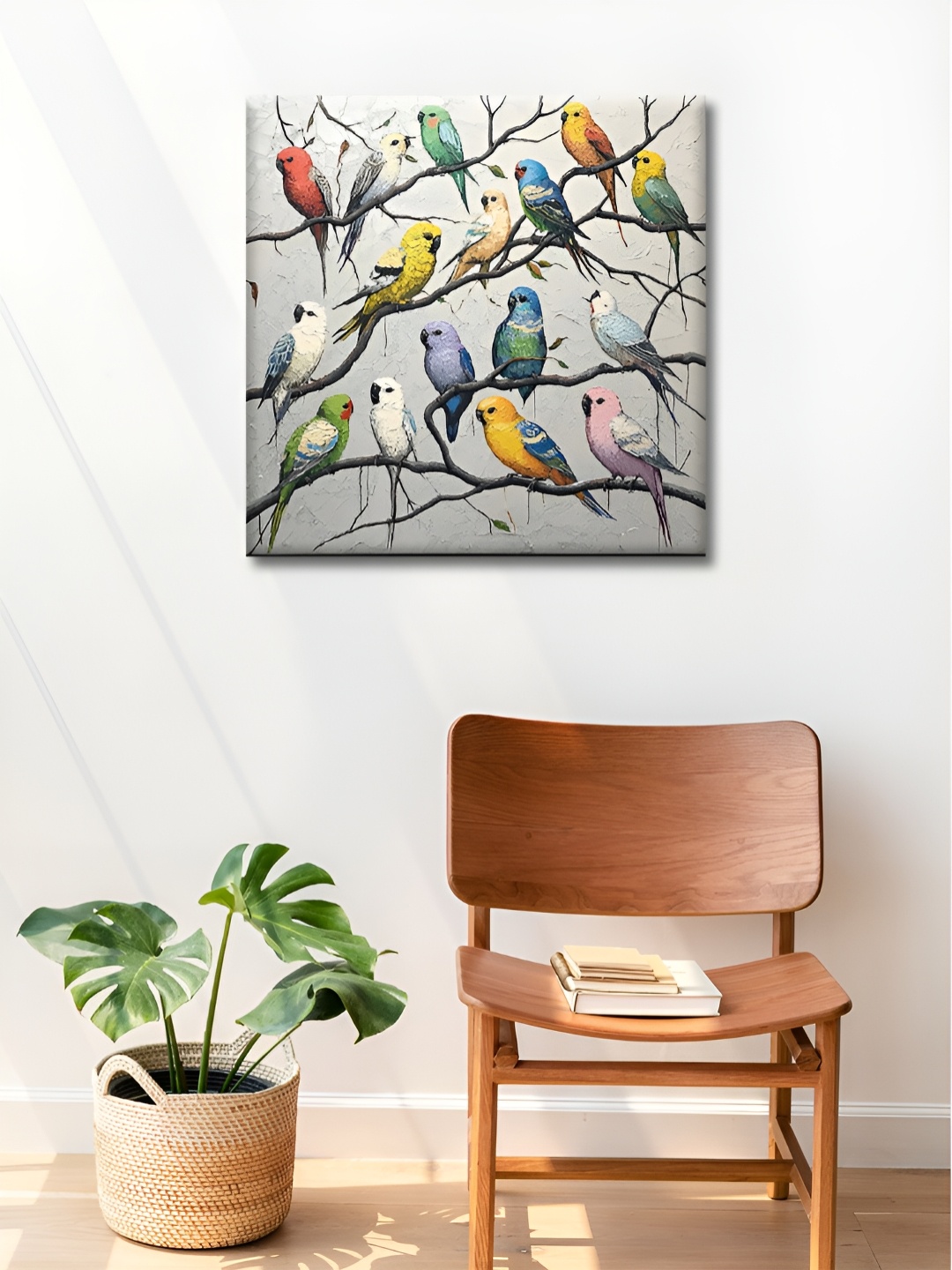 

OLIVE TREE Grey & Green Canvas Birds and Animals Wall Paintings