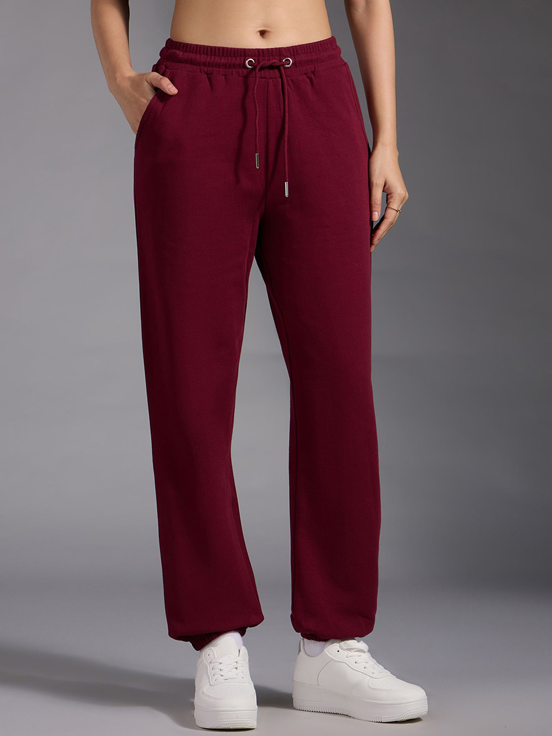 

20Dresses Women Pure Cotton High Waist Cargo Pockets Track Pants, Red