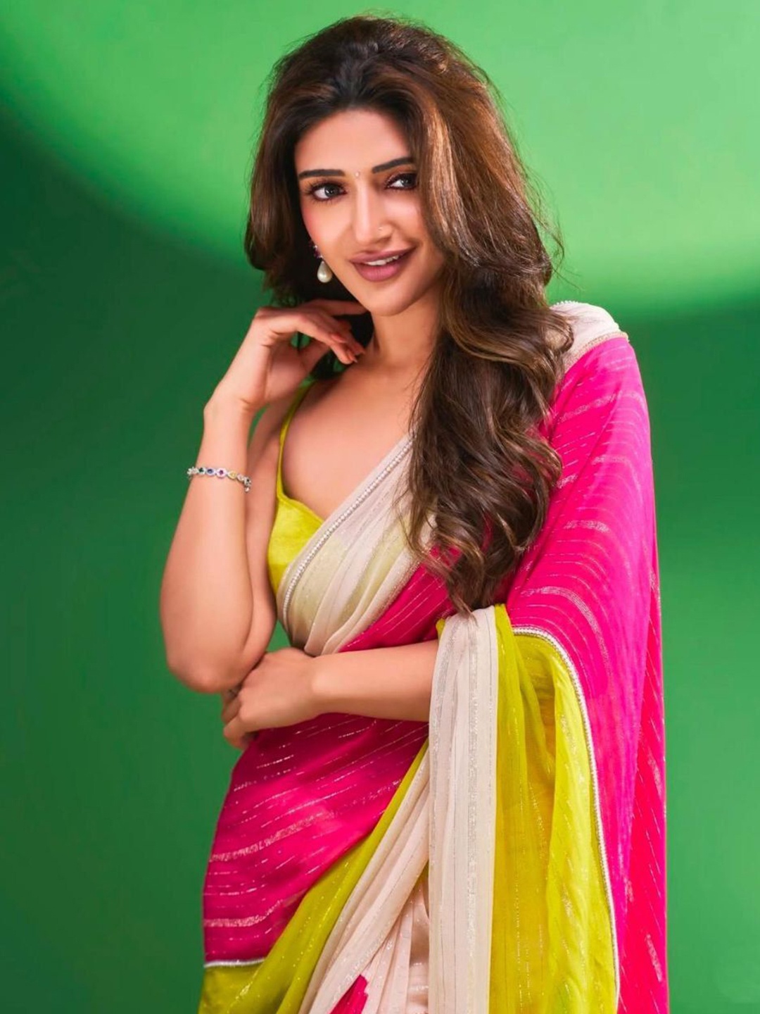 

Jinal & Jinal Ombre Woven Design Saree, Pink