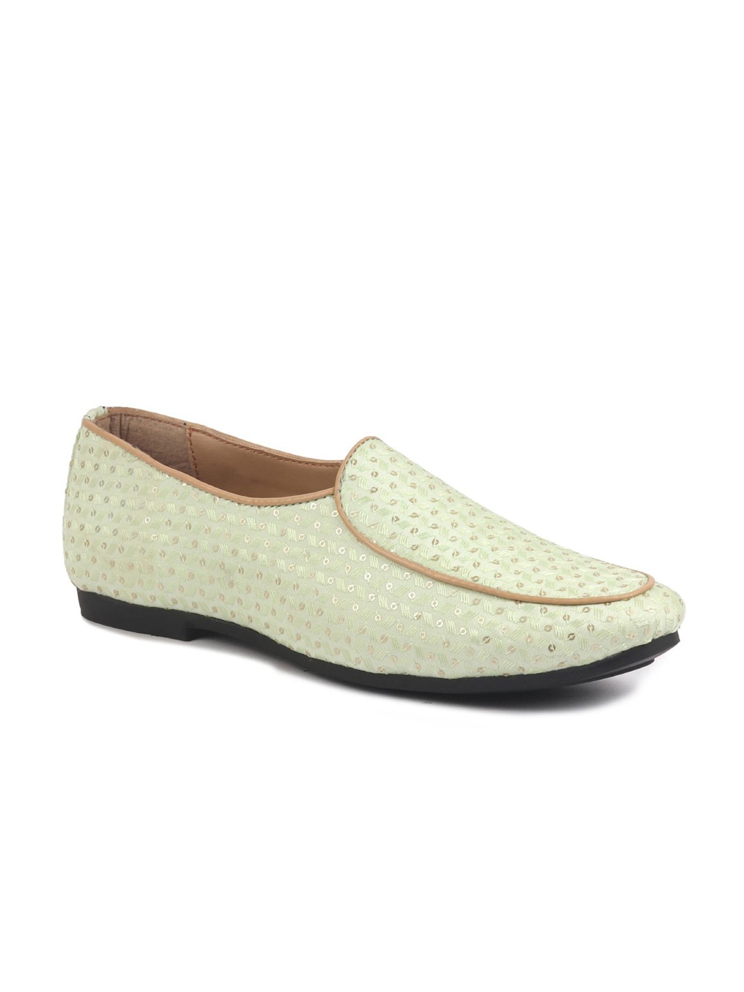 

FAUSTO Men Textured Mojaris, Green