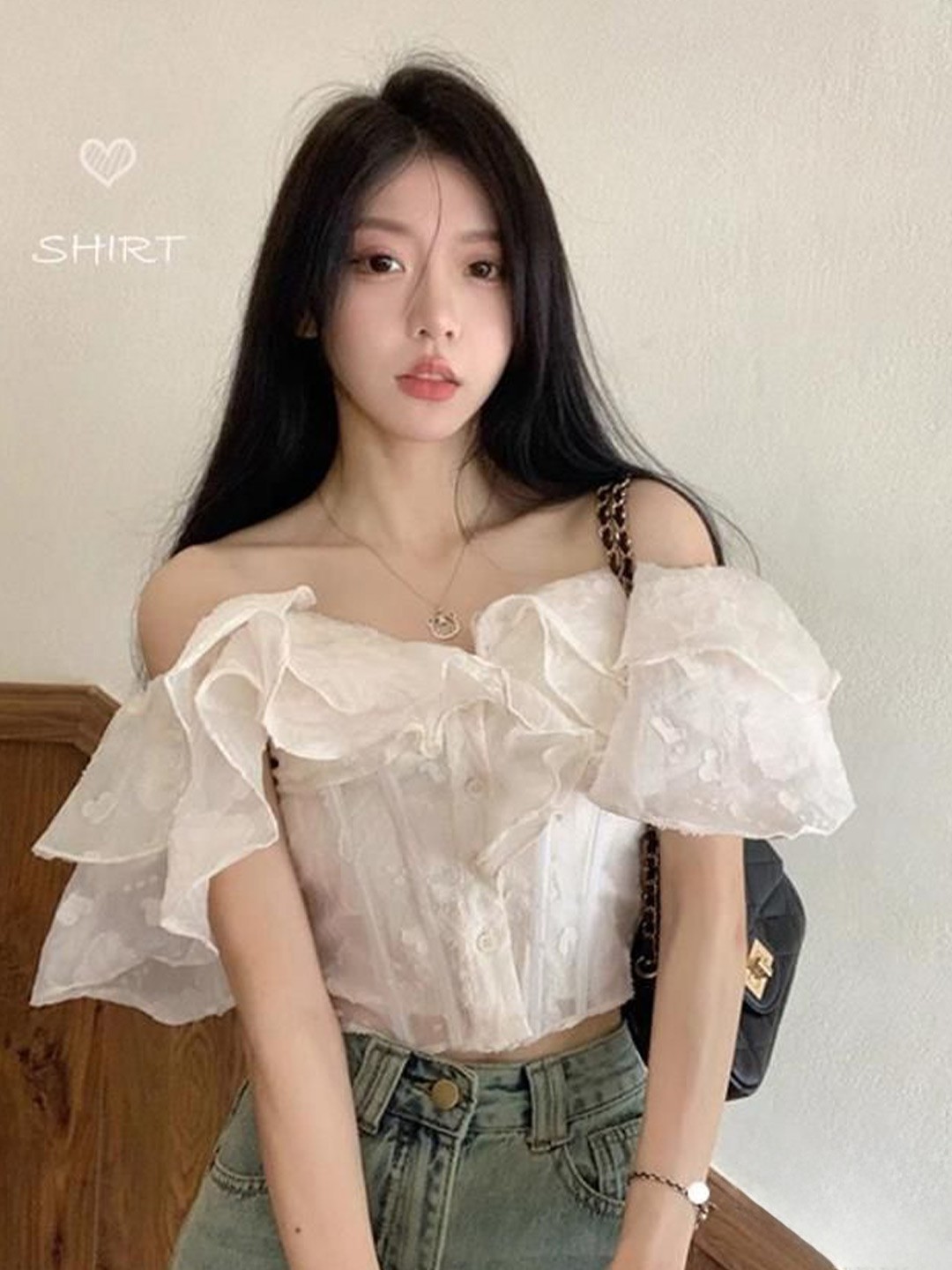 

Miss Merylin Women Off-Shoulder Crop Top, White