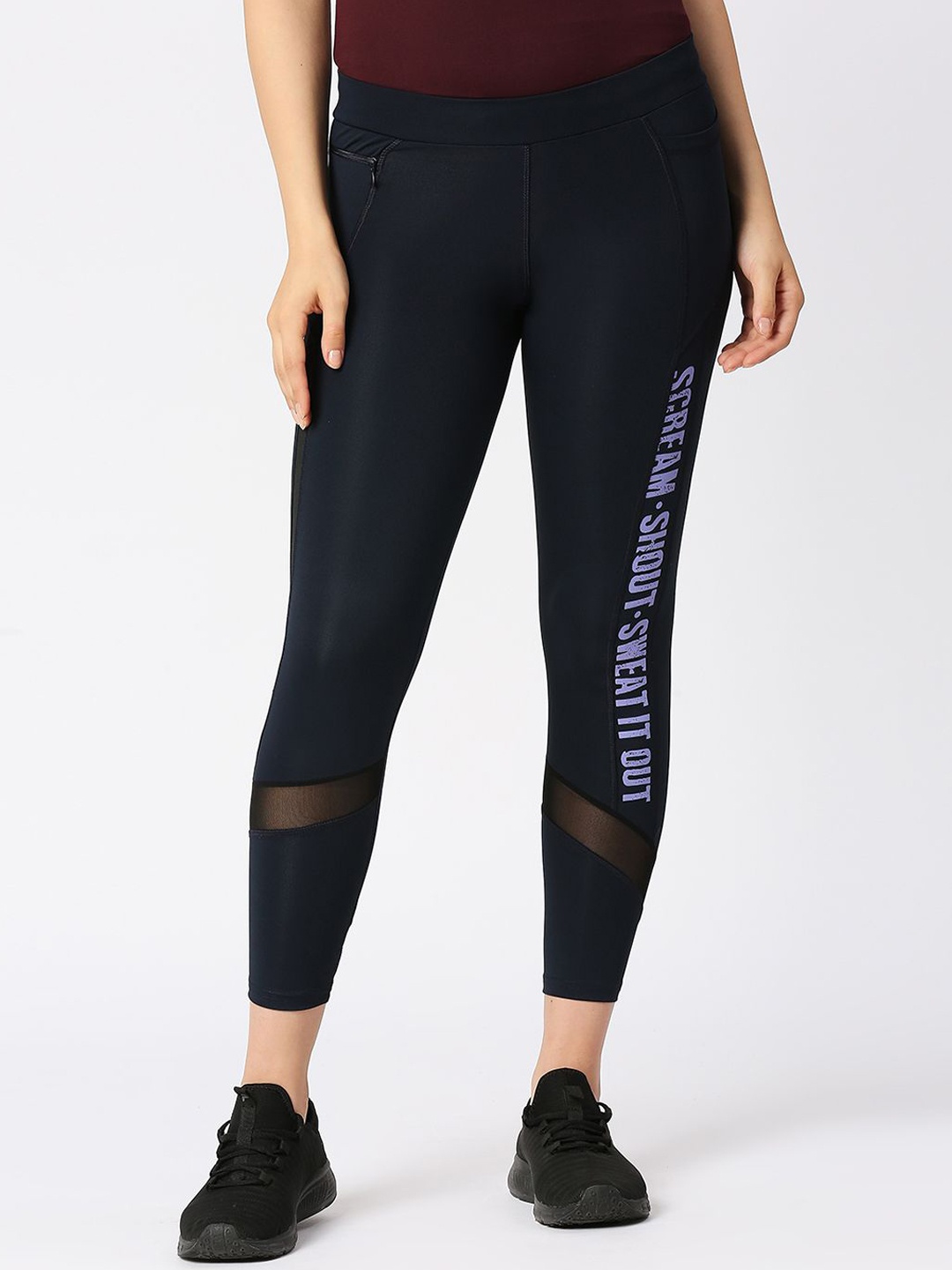 

Lovable Sport Printed Mid-Rise Ankle LengthTights, Navy blue