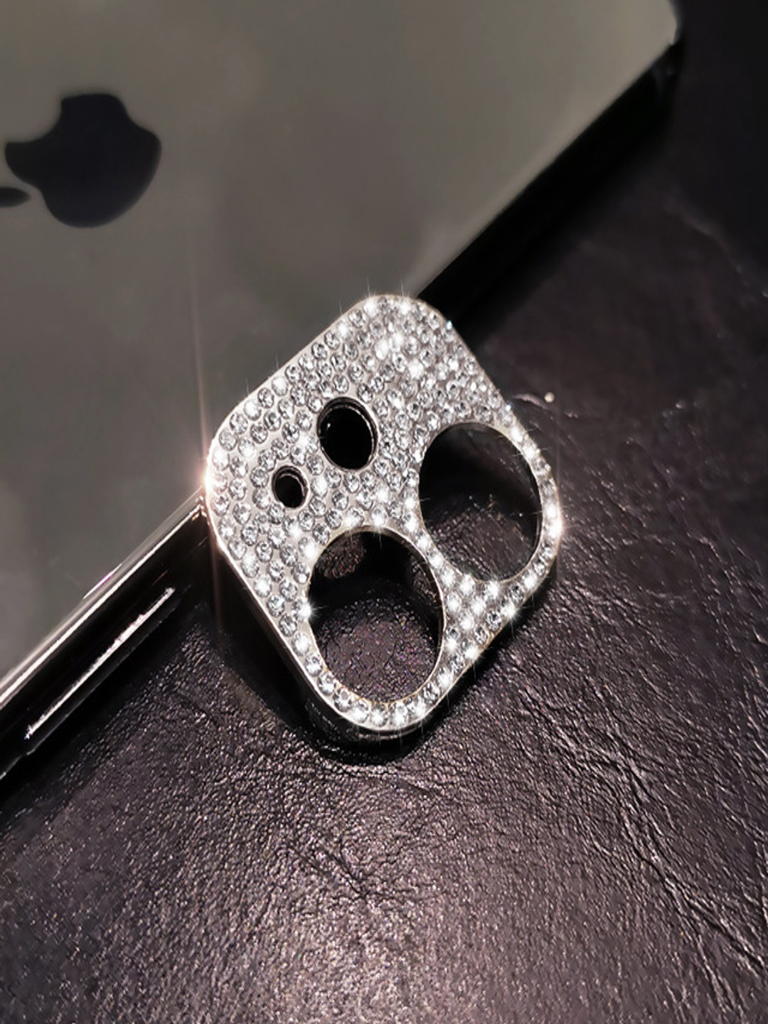 

Luxury Kase Glitter iPhone 12 Camera Lens Diamond Protector Cover, Silver