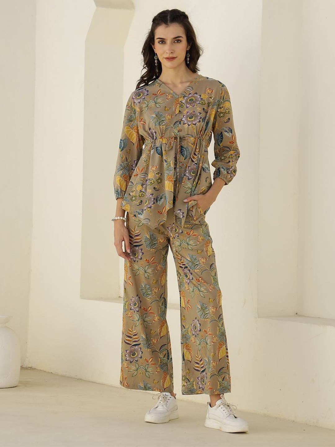 

SANSKRUTIHOMES Women Brown Pure Cotton Co-Ords