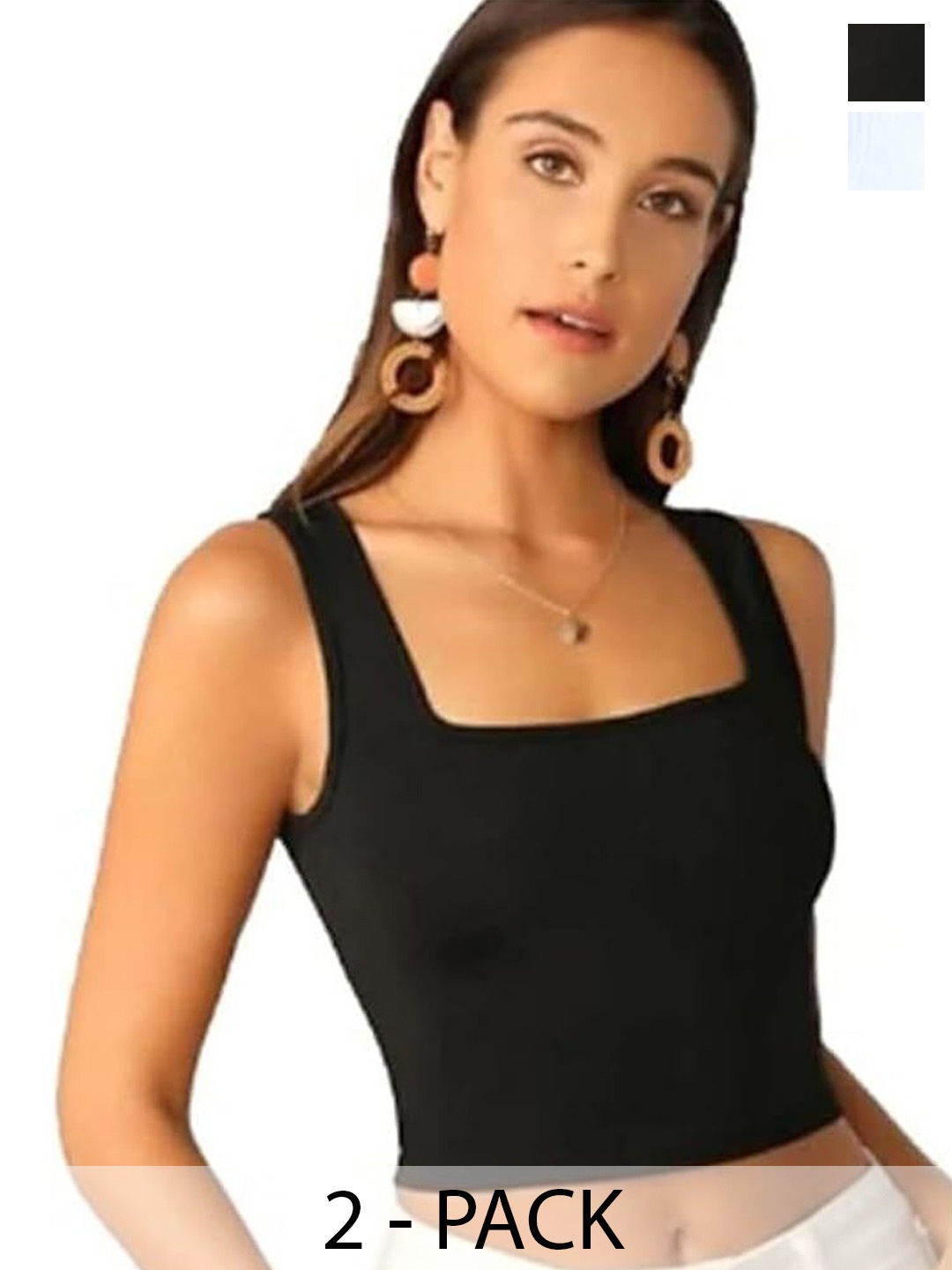 

SRISARAS Women Pack Of 2 Tank Top, White