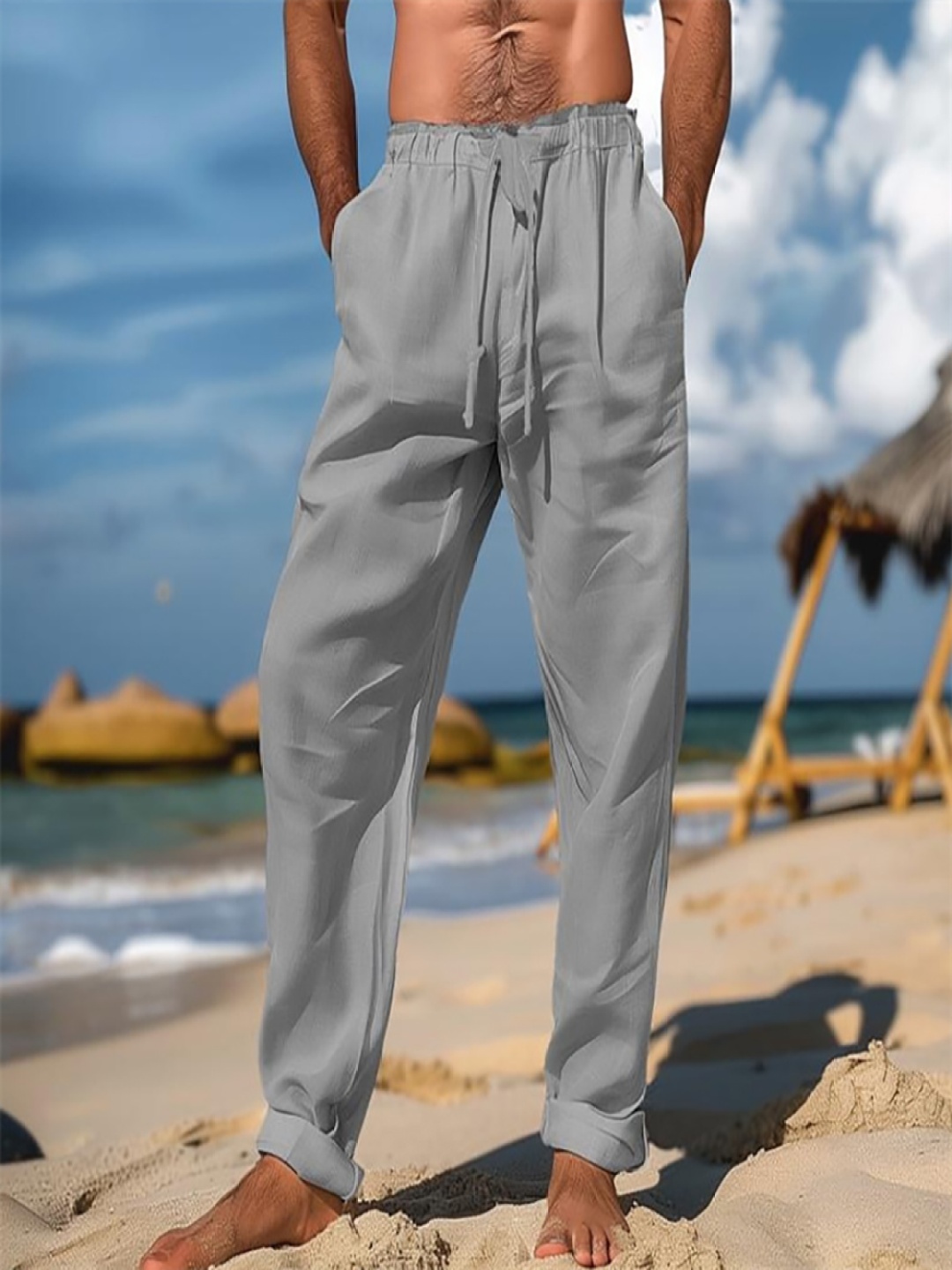 

StyleCast x Revolte Men Pleated Mid-Rise Loose Fit Trousers, Grey