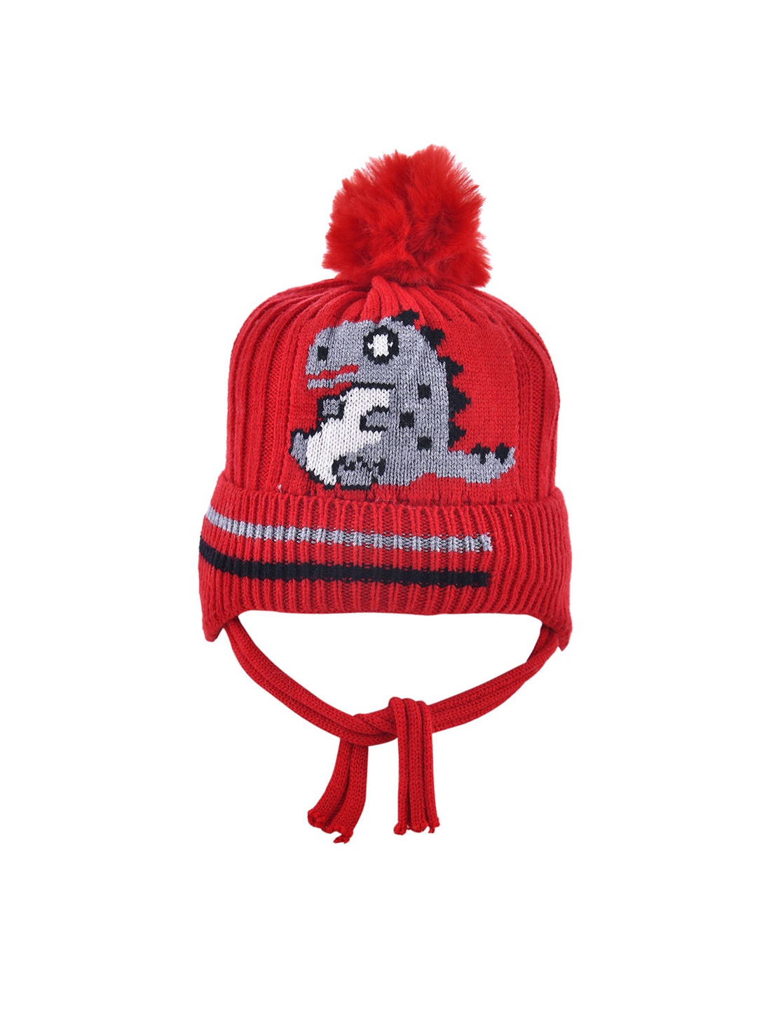 

SHOP FRENZY Kids Self Design Woollen Beanie, Red