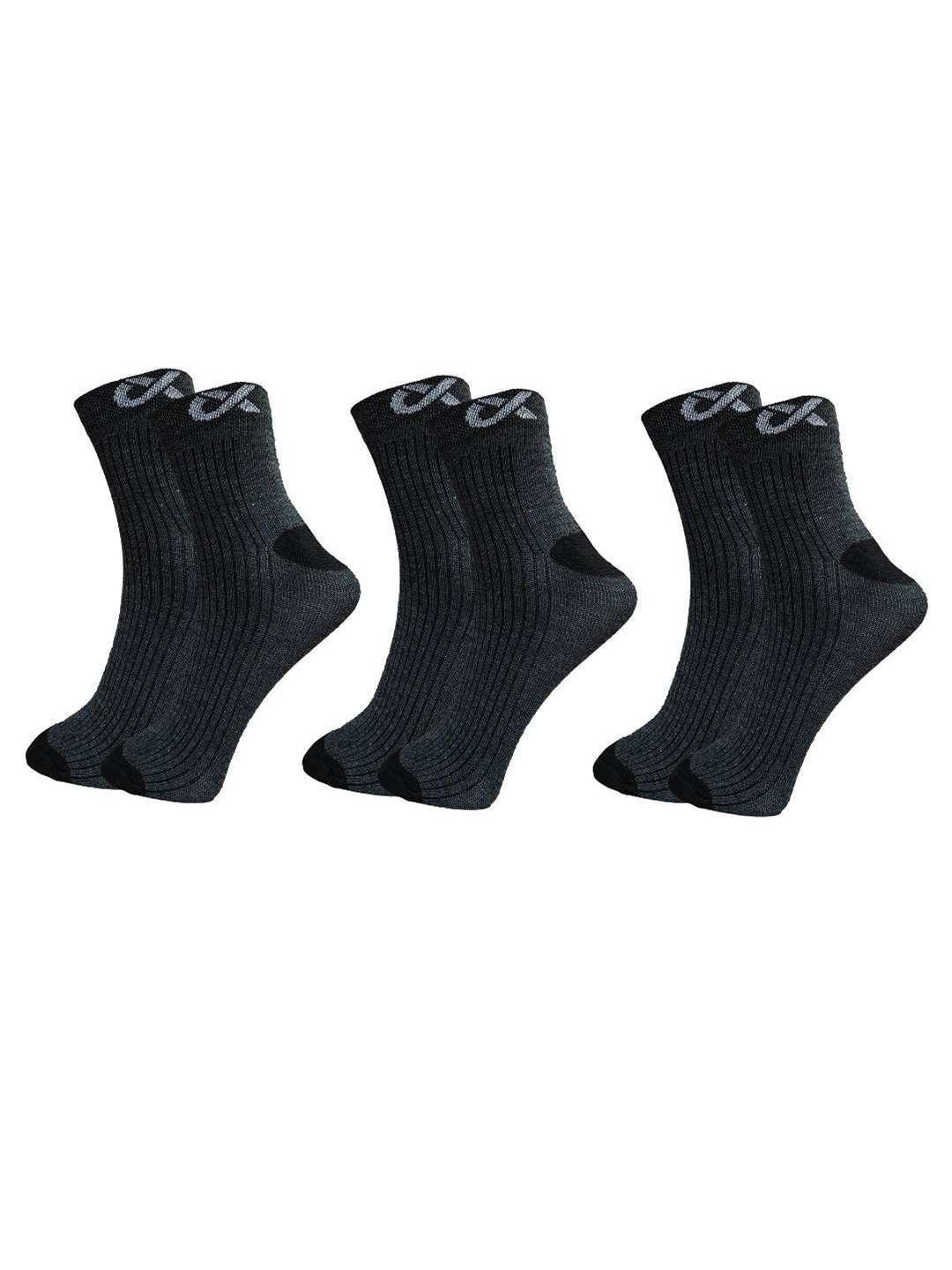 

Xjarvis Pack Of 3 Ankle-Length Socks, Grey