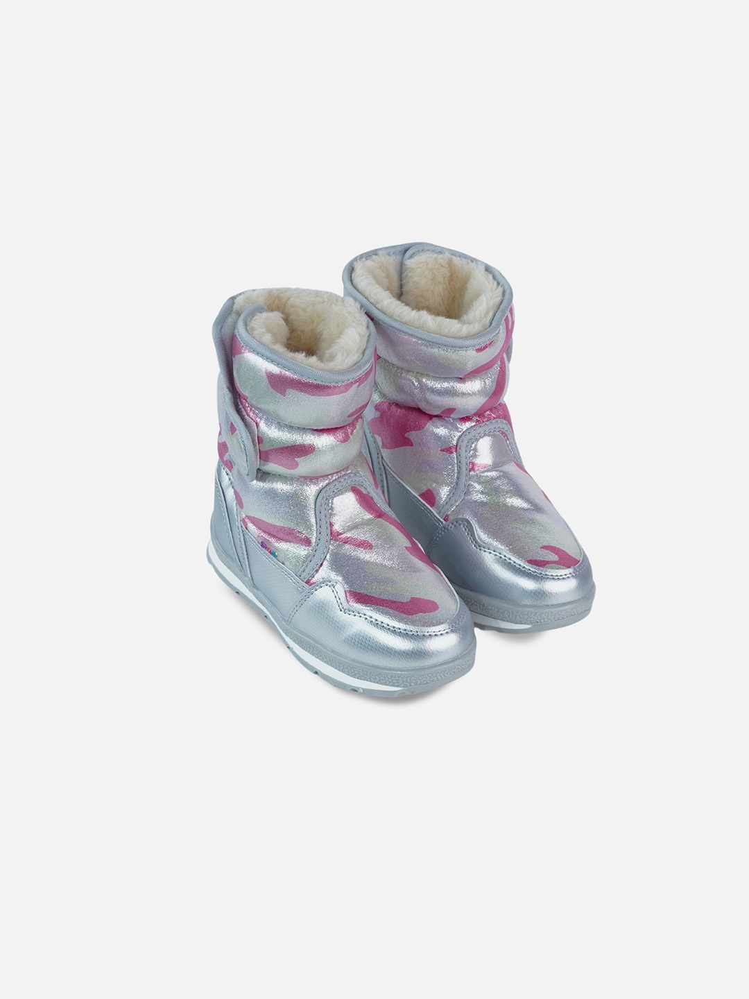 

Little Surprise Box LLP Silver & Fuchsia Pink Waterproof Winter Snow Boots For Kids