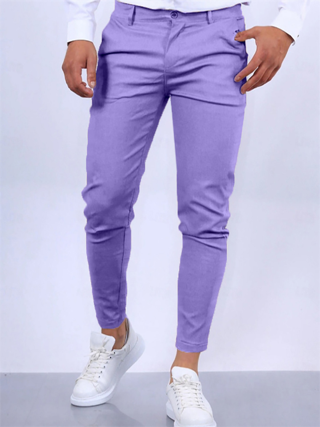 

StyleCast x Revolte Men Slim Fit Easy Wash Formal Trousers, Purple