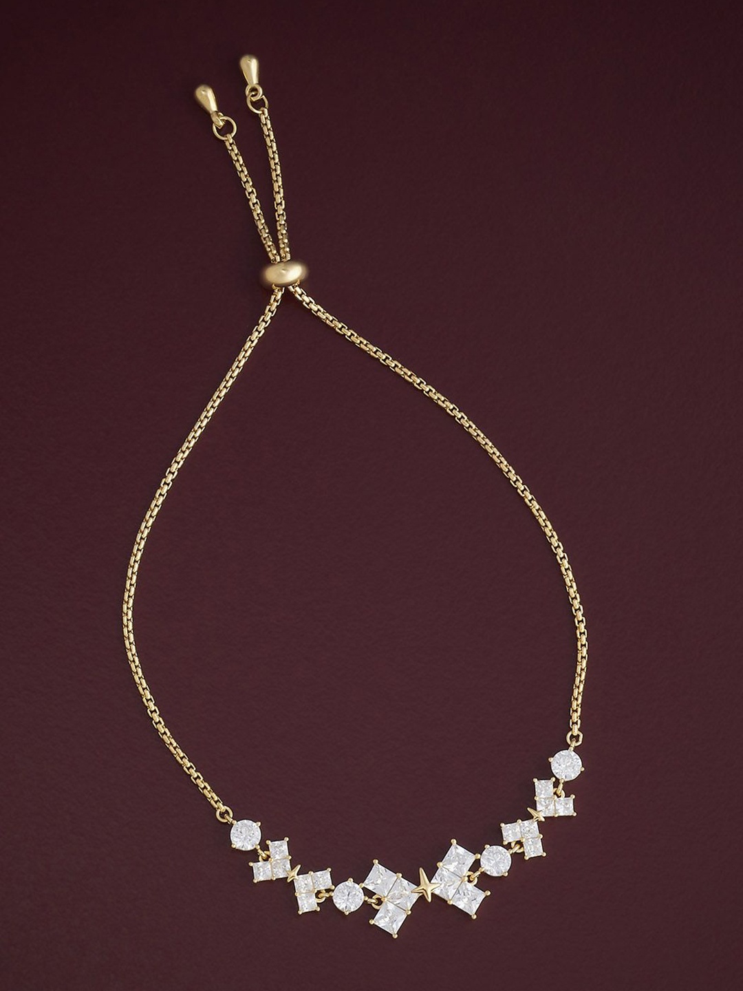 

Kushal's Fashion Jewellery 92.5 Sterling Silver Gold-Plated CZ Wraparound Bracelet