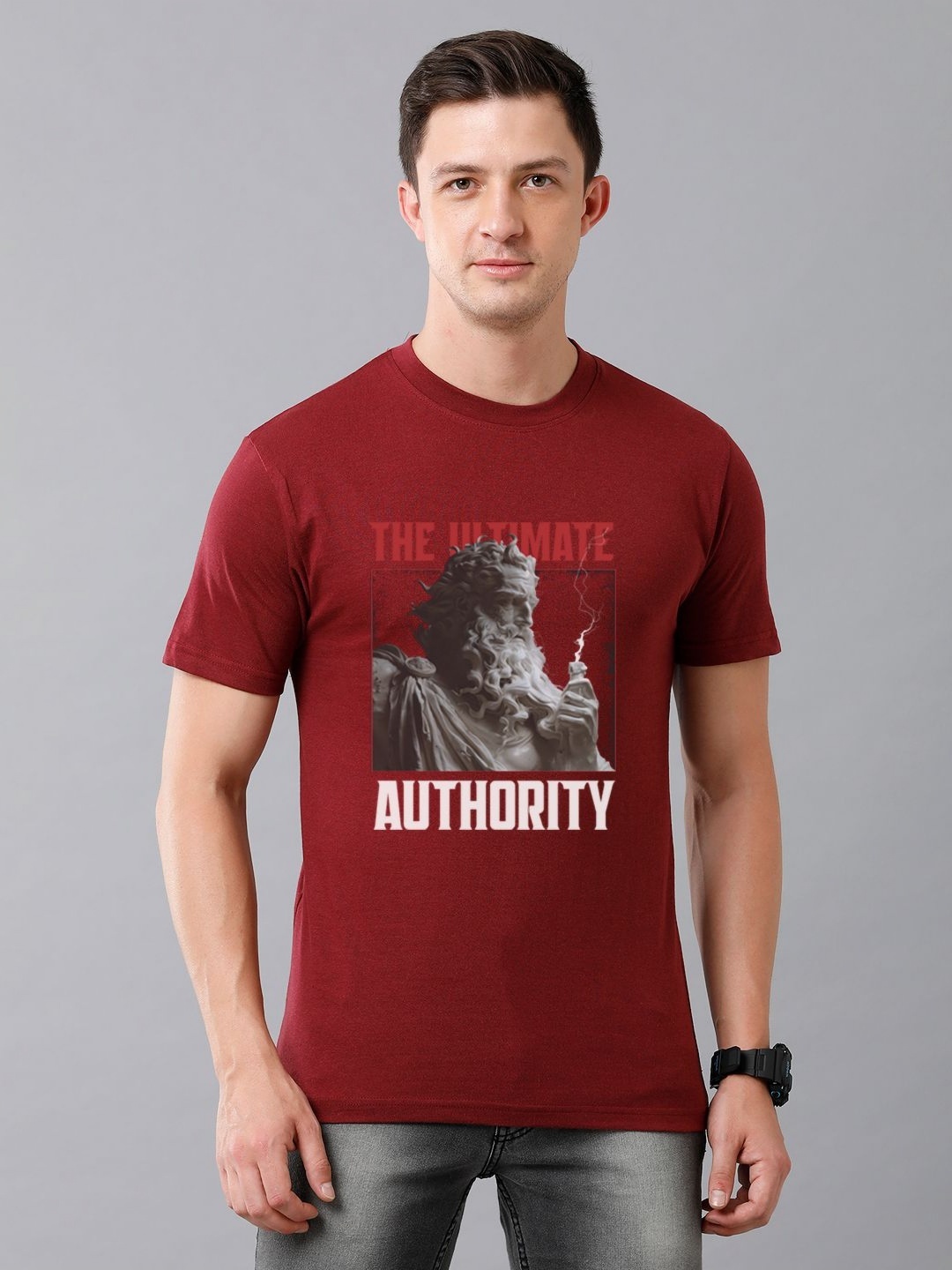 

Moda Rapido Men Graphic Printed Round Neck Cotton T-shirt, Maroon
