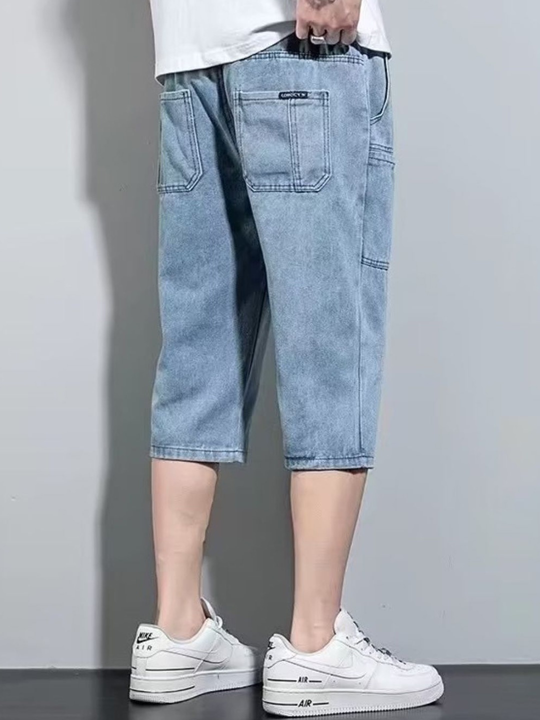 

HERE&NOW Men Mid-Rise Slim Fit Denim Shorts, Blue