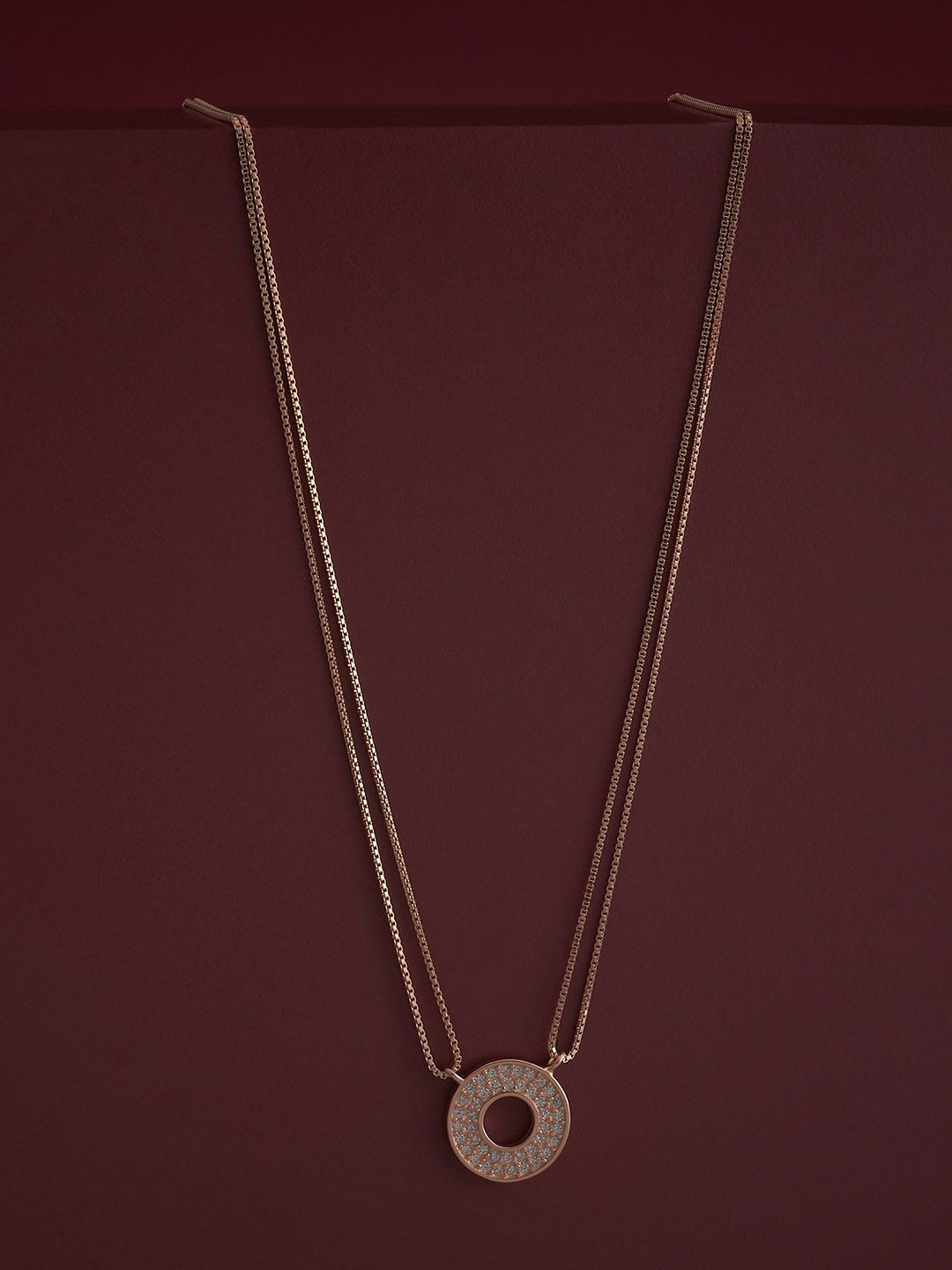 

Kushal's Fashion Jewellery 92.5 Silver Rose Gold Plated Zircon Studded Pendant Chain
