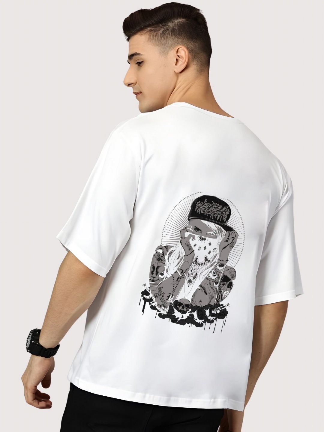 

Moda Rapido Men Drop-Shoulder Sleeves T-shirt, White