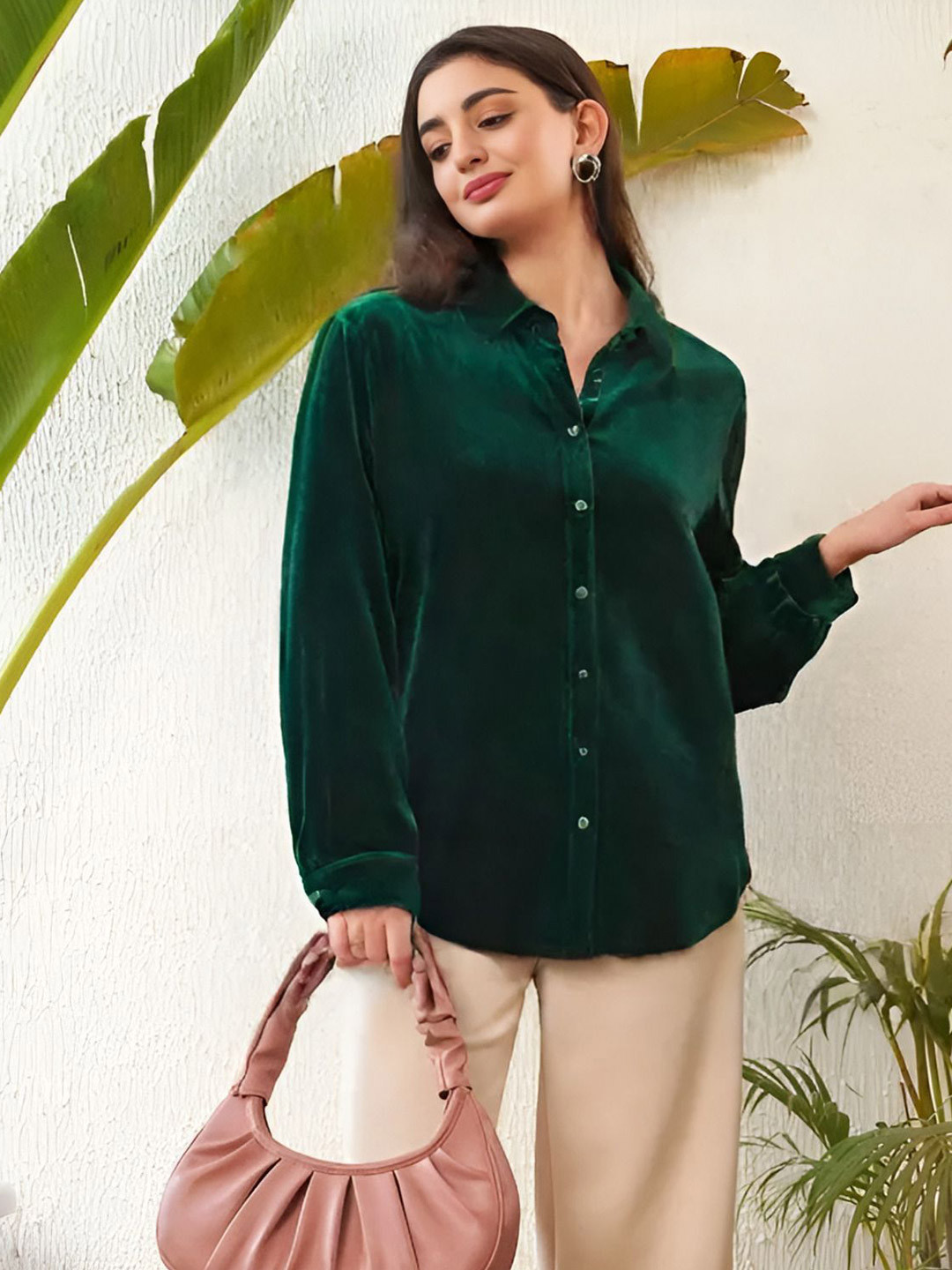 

Shiv traders collection Women Comfort Opaque Casual Shirt, Green