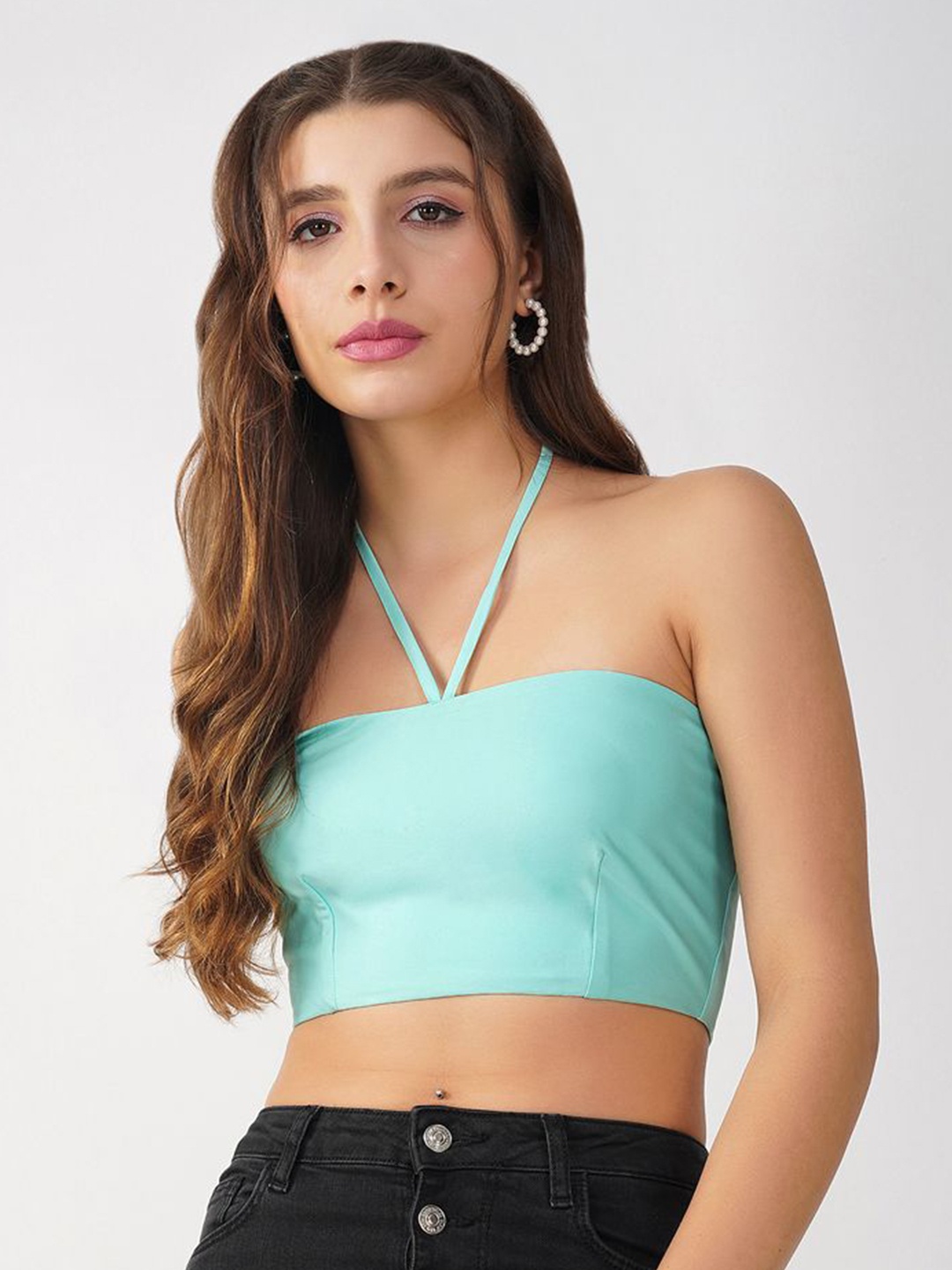 

HERE&NOW Halter Neck Bralette Crop Top, Blue