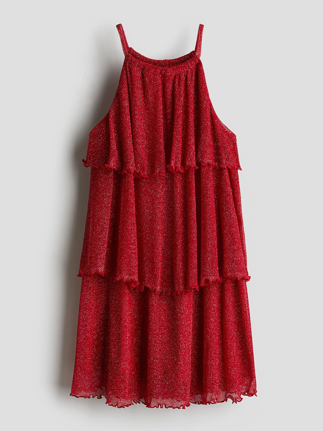 

H&M Shimmering Tiered Dress, Red