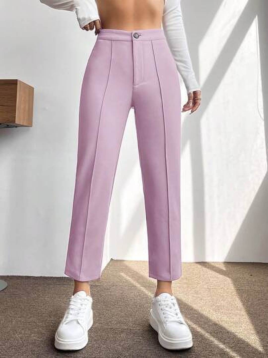 

KASHIAN Women Relaxed High-Rise Pleated Trousers, Lavender